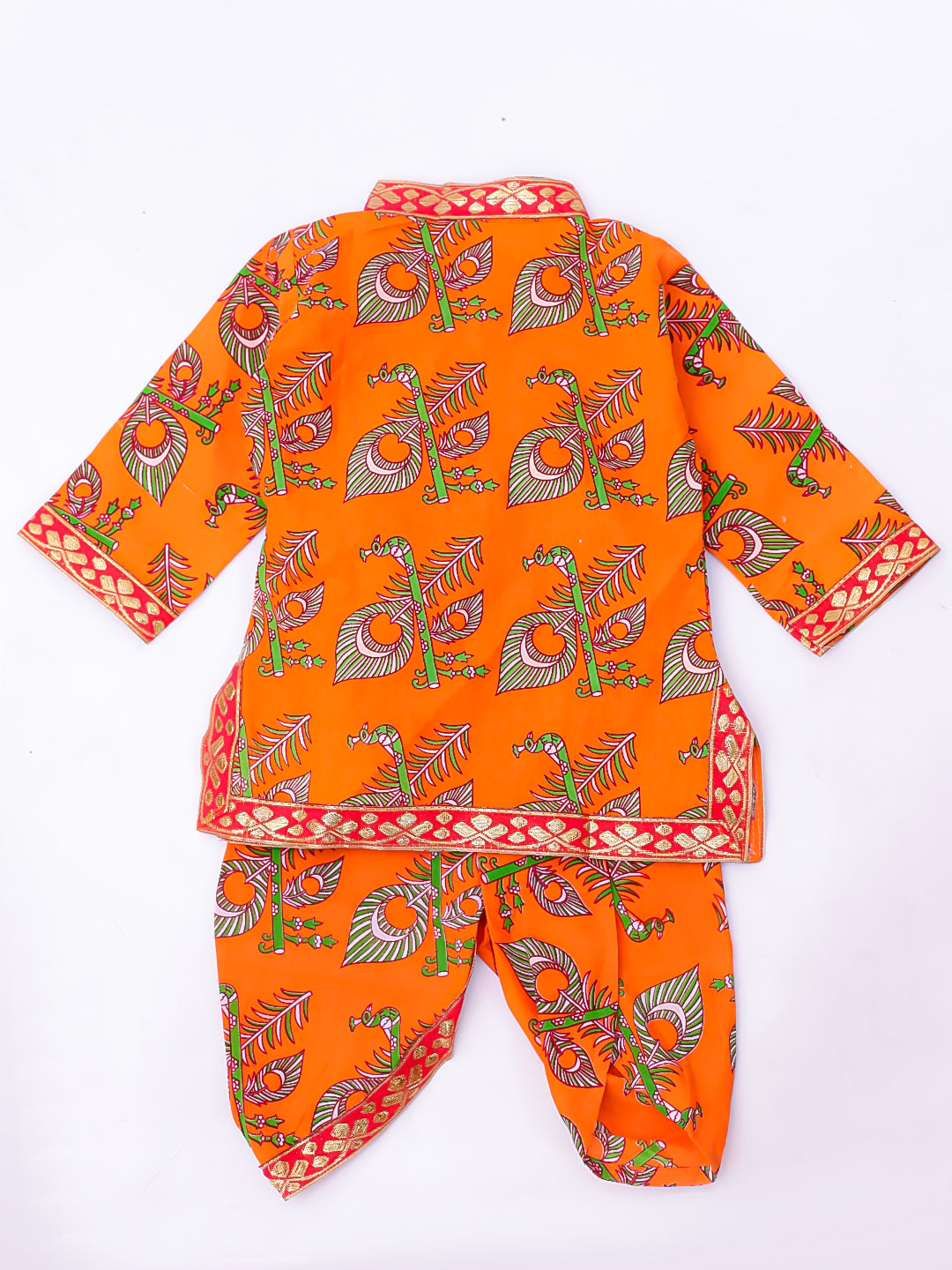 KID1 Printed Angharakha Kurta Dhoti Orange