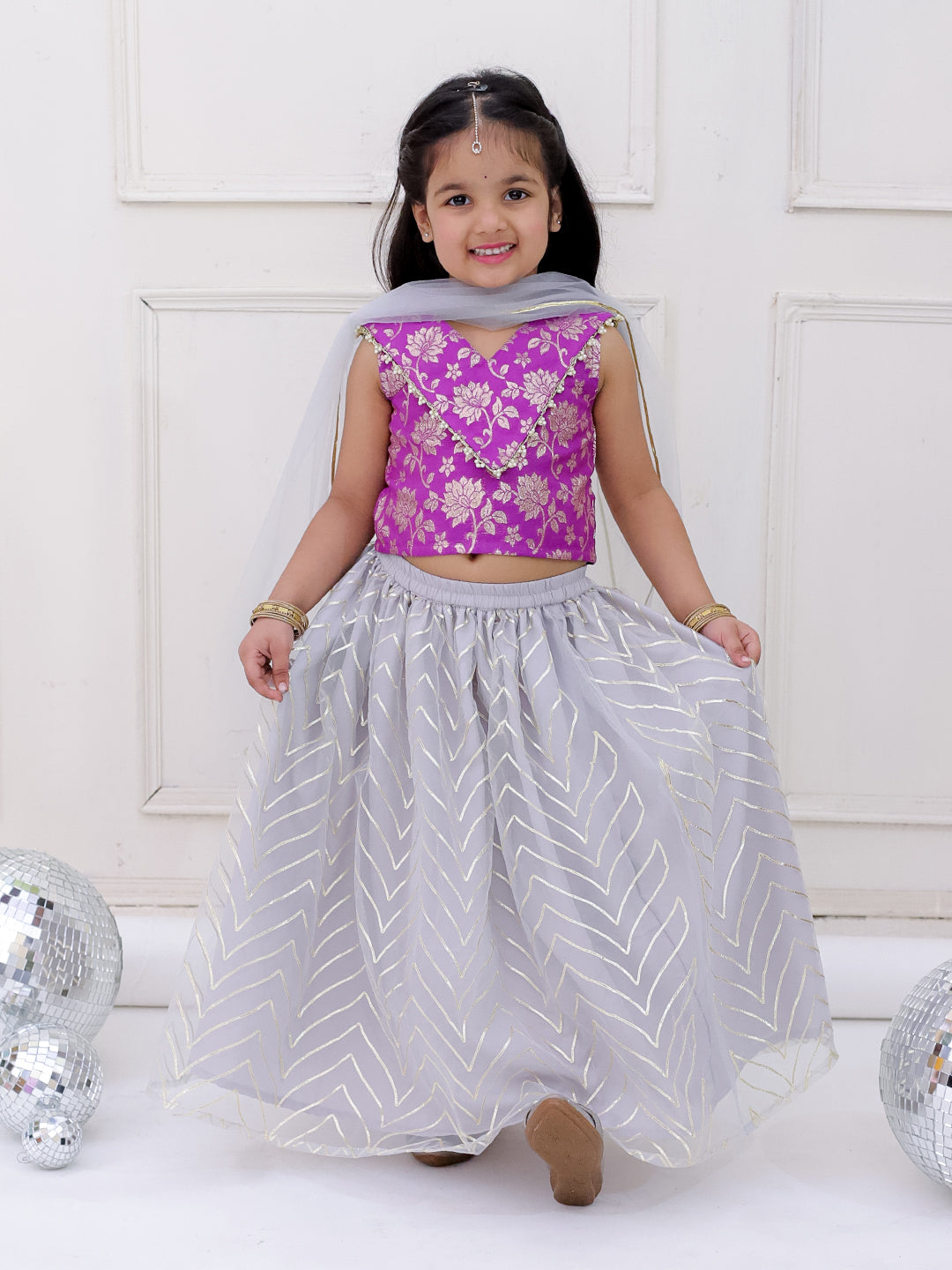 KID1 Miss Glam Lehenga Set Purple