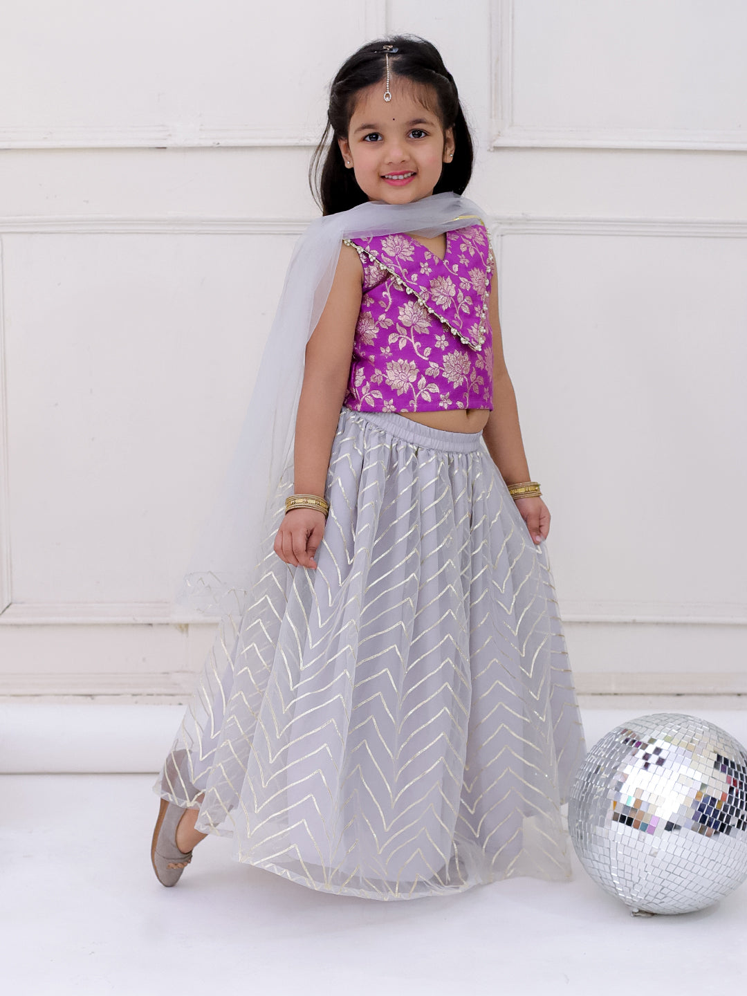 KID1 Miss Glam Lehenga Set Purple