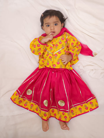 Kid One Princess Lehenga Choli With Dupatta Musturd