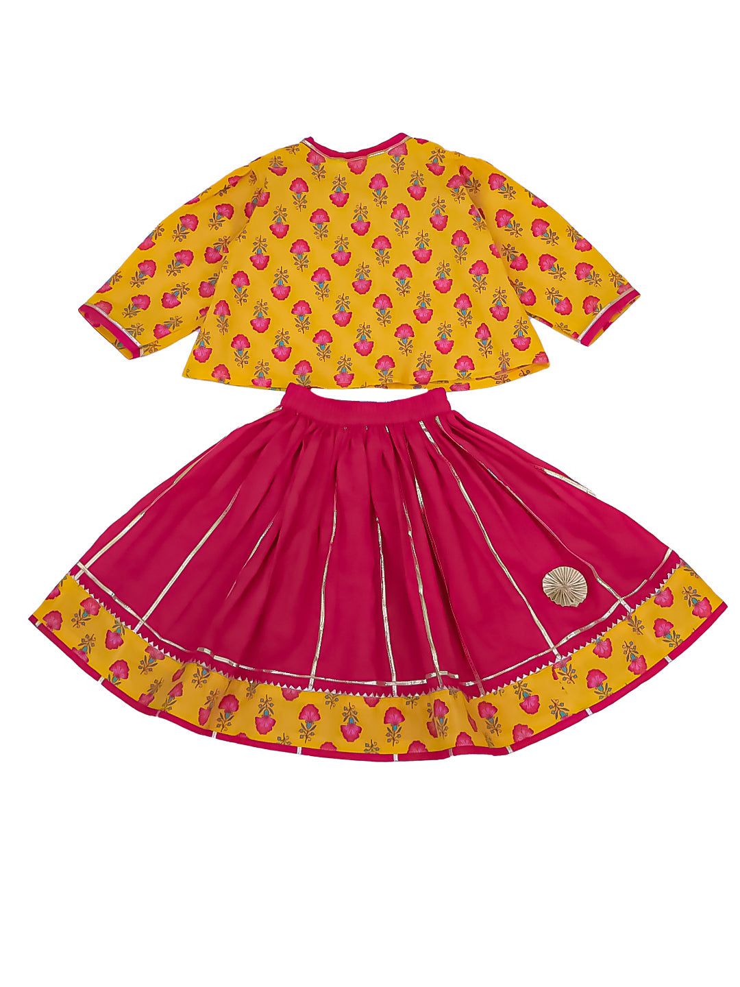 Kid One Princess Lehenga Choli With Dupatta For Girls With Printed Kurta Pajama Set For Boys - Musturd