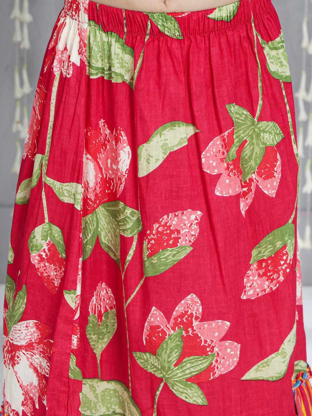 KID1 Floral Top With Lehenga Dupatta Set Pink