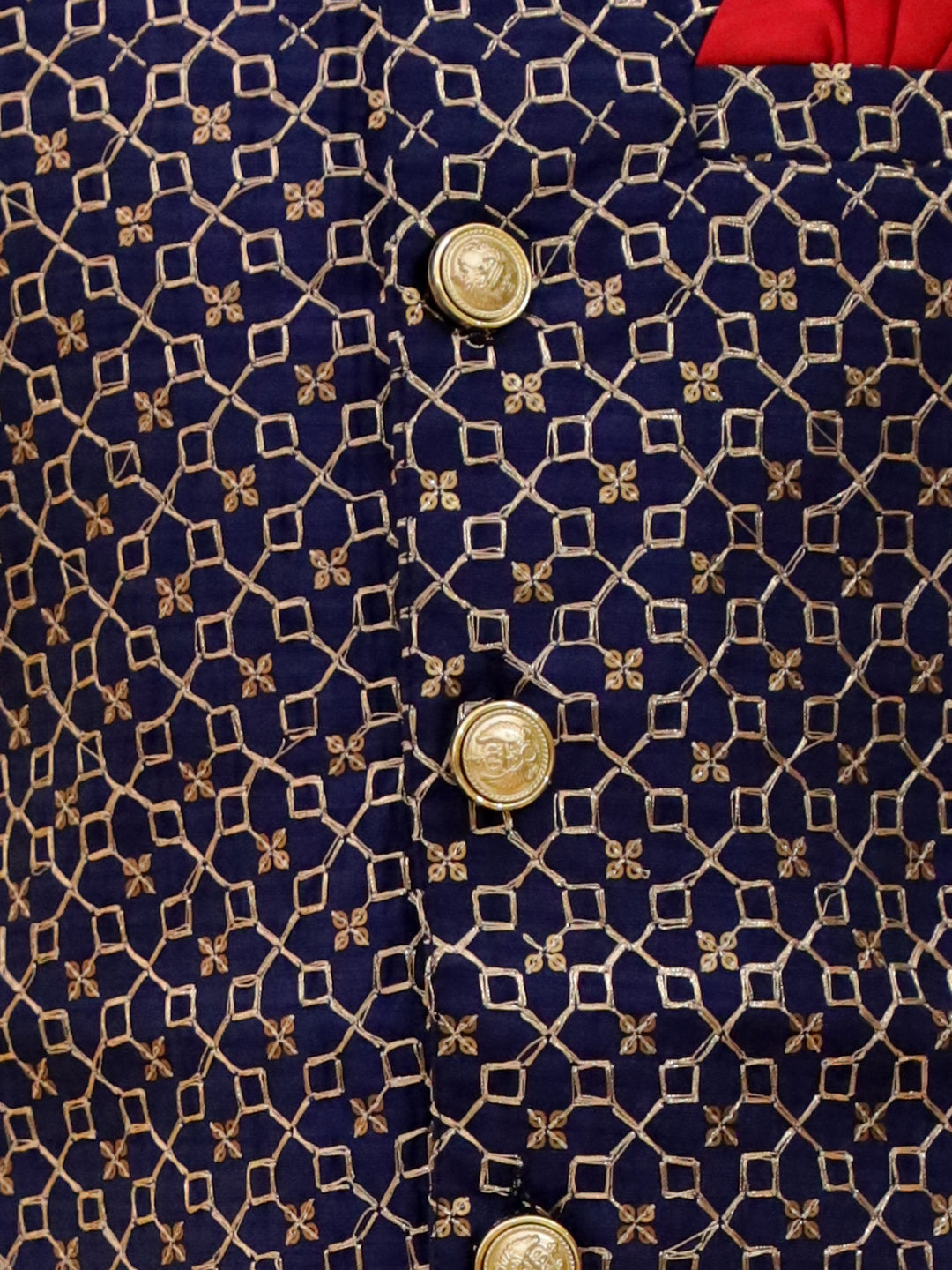 KID1 Nytara Boys Kurta Pyjama With Jacket Set Navy Blue