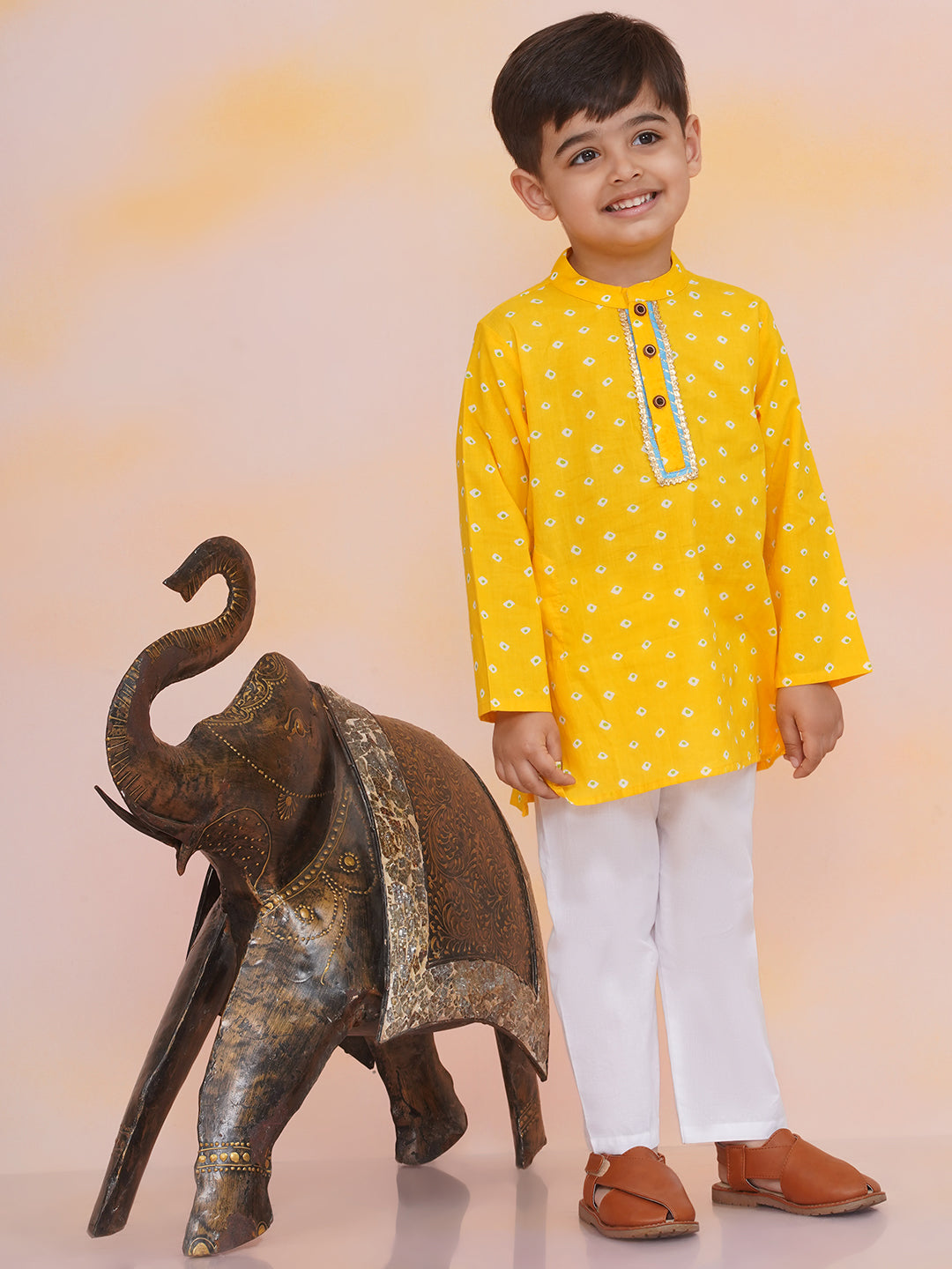 KID1 Chandaa Bandhani Kurta Pyjama Yellow