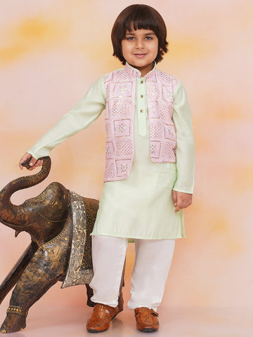 KID1 Kaancha Jacket Kurta Pyjama Set Pink