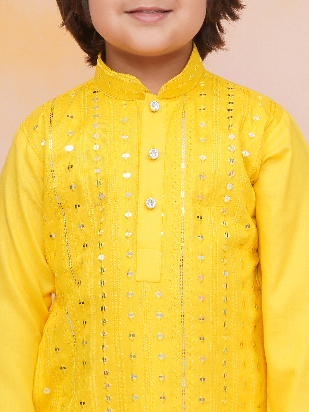 KID1 Mirror Shimmer Rayon Kurta Pyjama Yellow