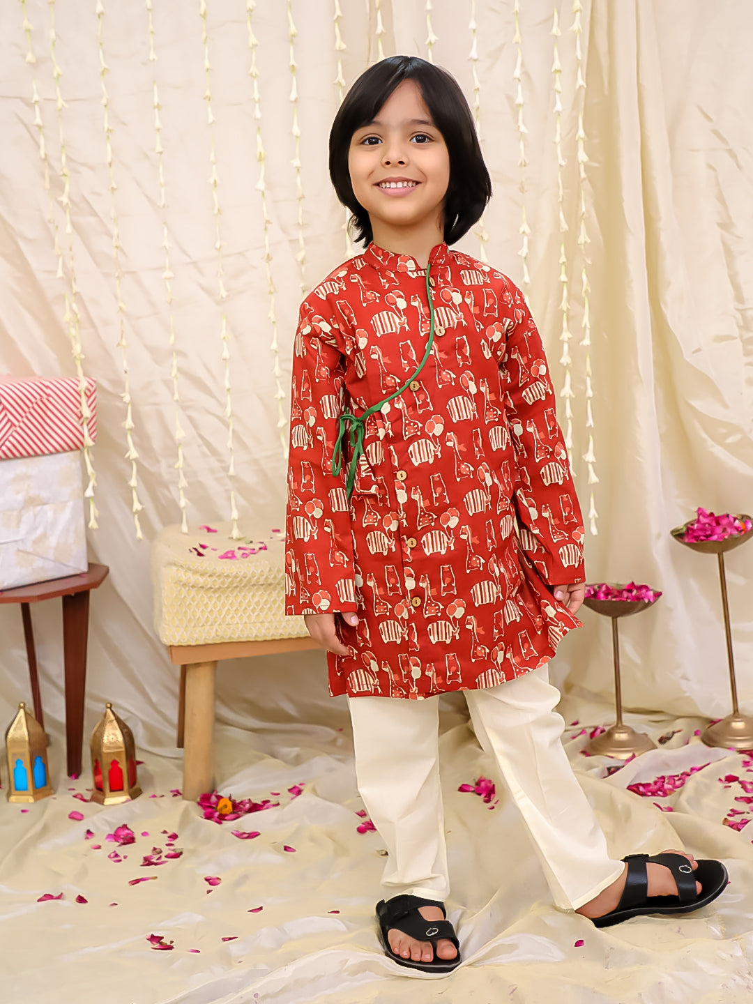 KID1 Jungle Jam Kurta Pyjama Set Maroon