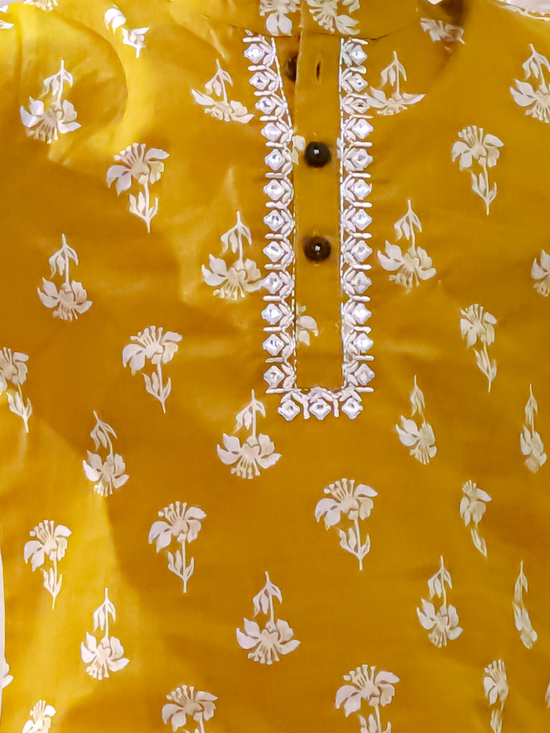 KID1 Floral Tiny Threads Kurta Pajama Set Musturd