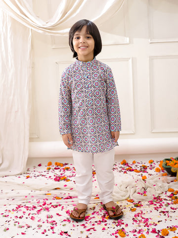 KID1 Embroidered Thread Kurta Pajamaa Set Multi