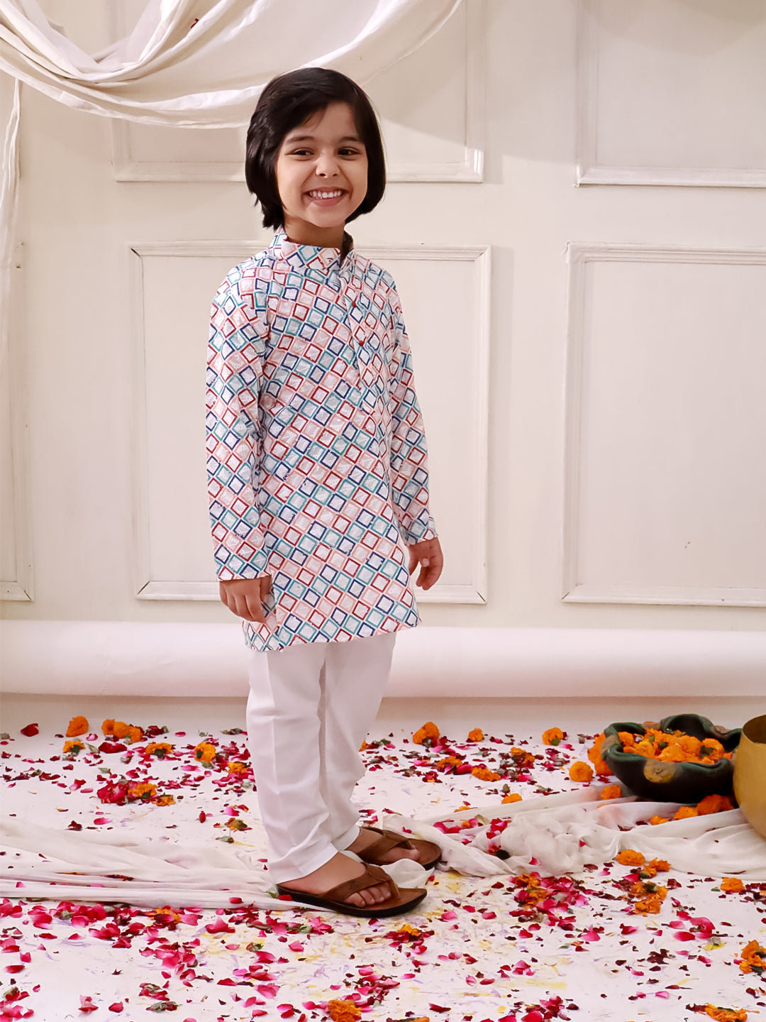 KID1 Embroidered Thread Kurta Pajama Set Multi