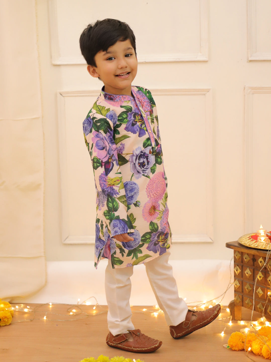 KID1 Floral Kurta Pyjama Set Blue
