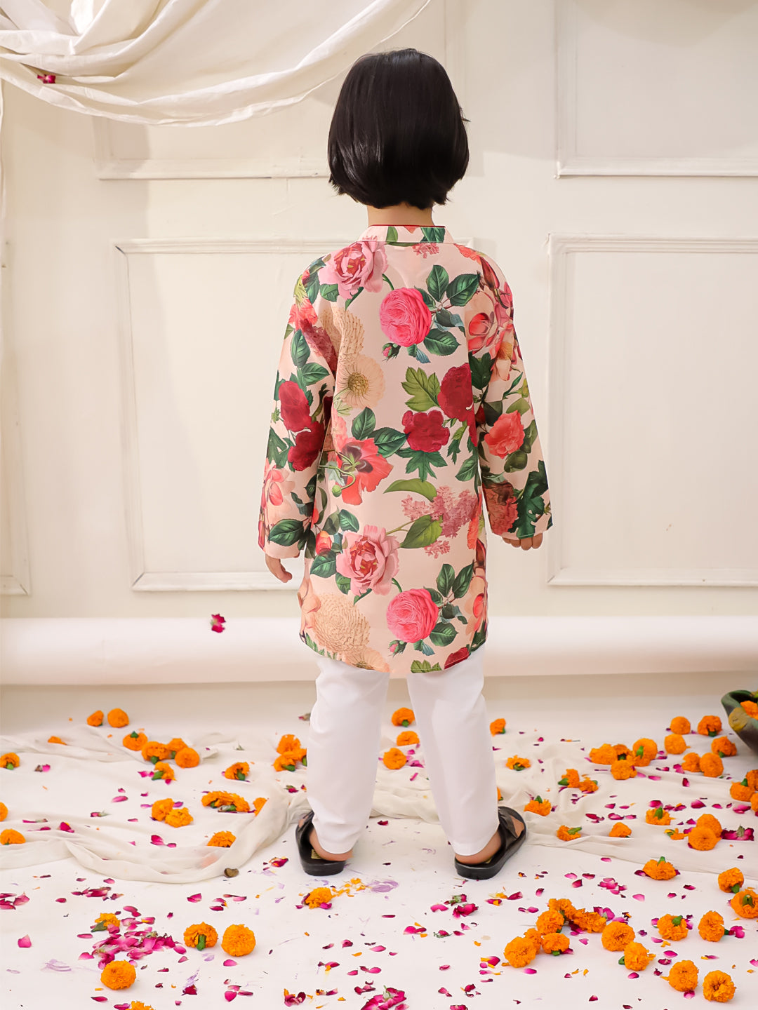 KID1 Floral Kurta Pajama Set Peach