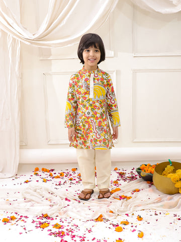 KID1 Madhubani Print Kurta Pajama Yellow
