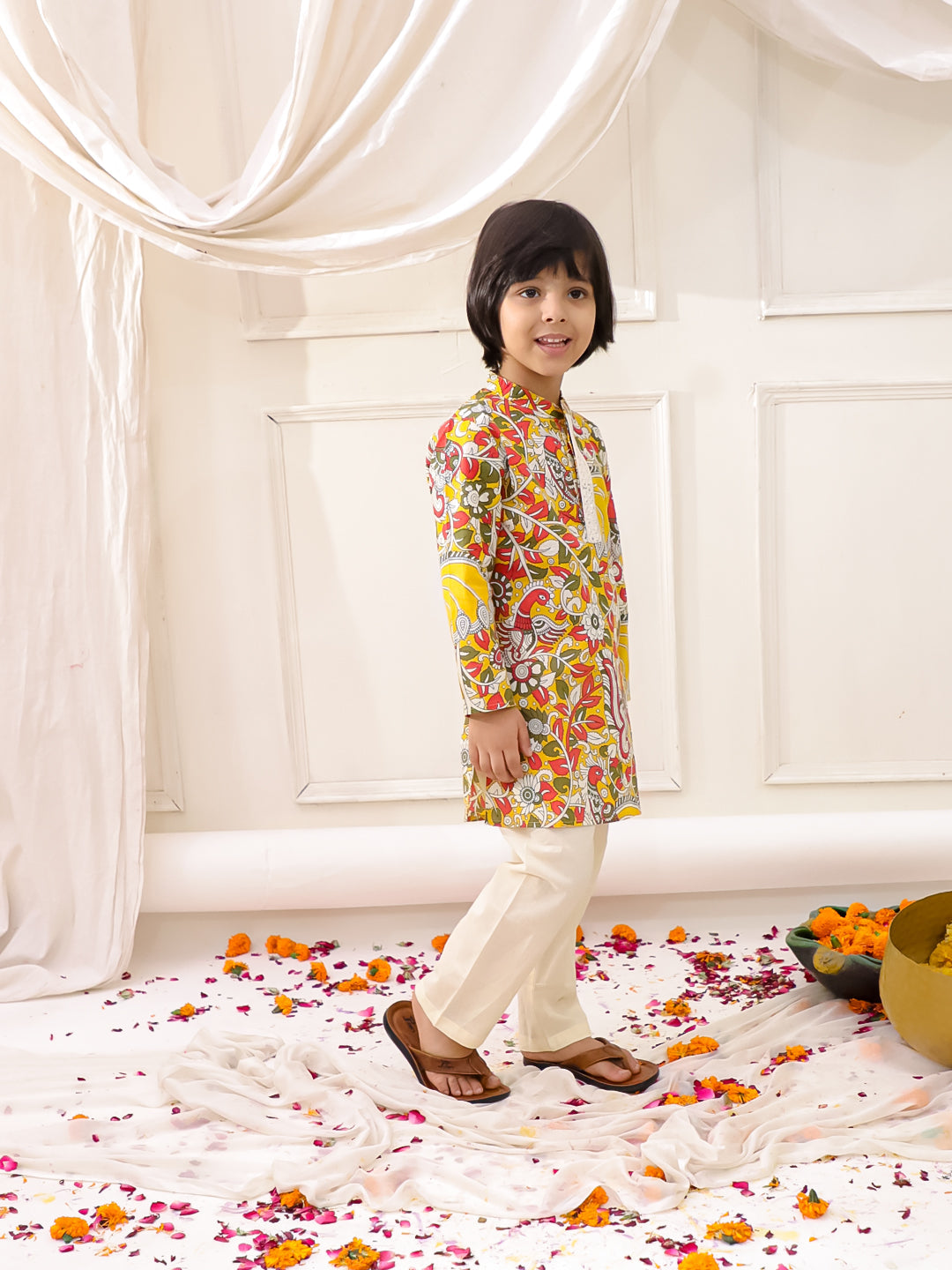 KID1 Madhubani Print Kurta Pajama Yellow