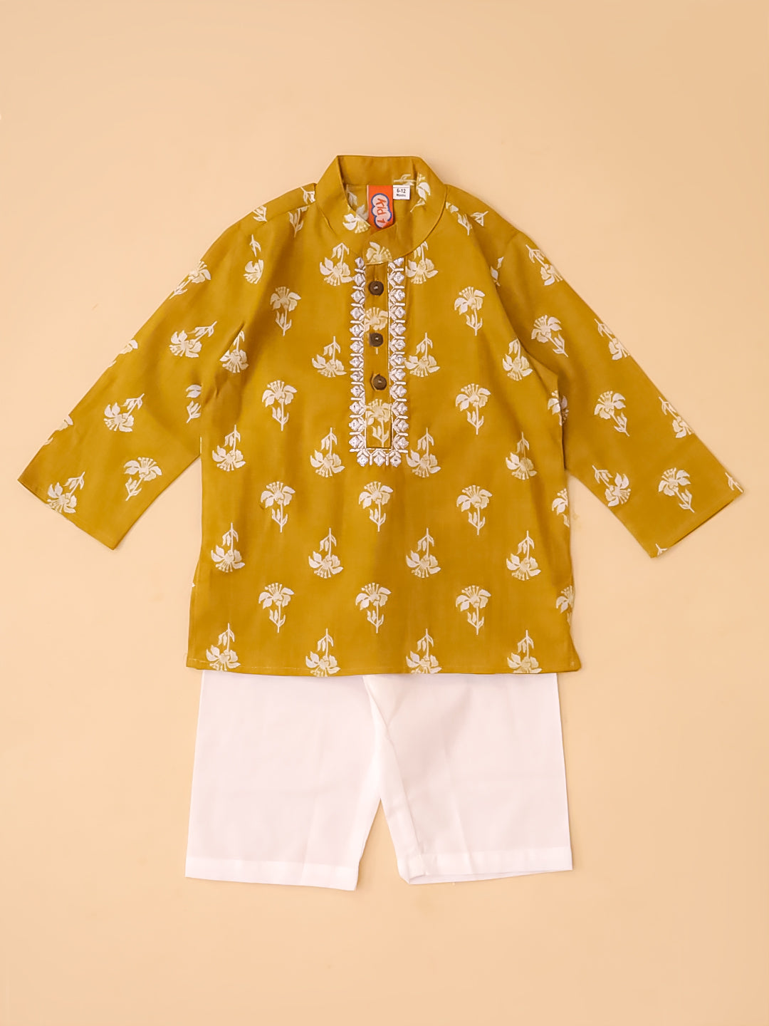 KID1 Infants Floral Tiny Threads Kurta Pajama Set Musturd