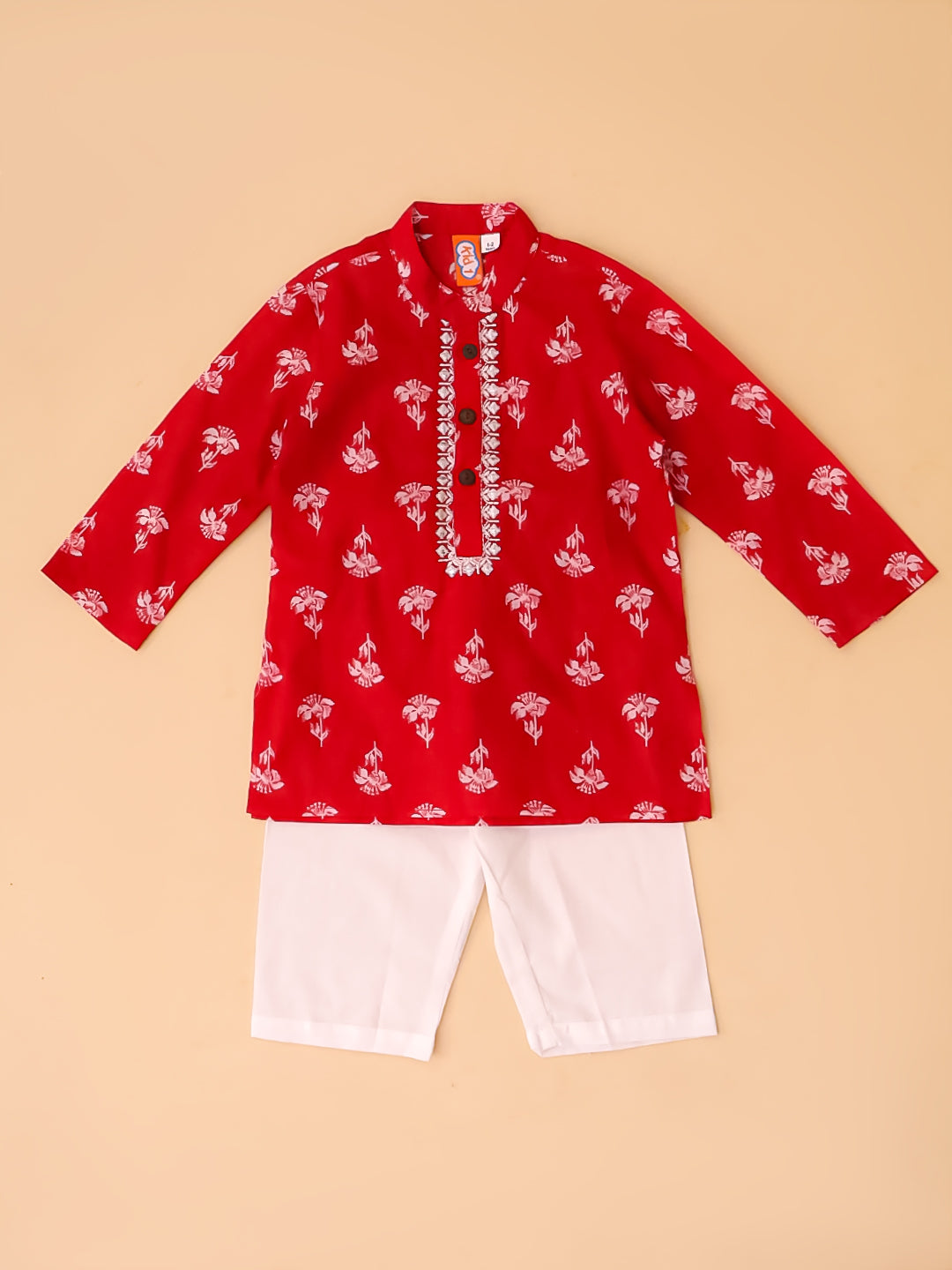 KID1 Infants Floral Tiny Threads Kurta Pajama Set Red