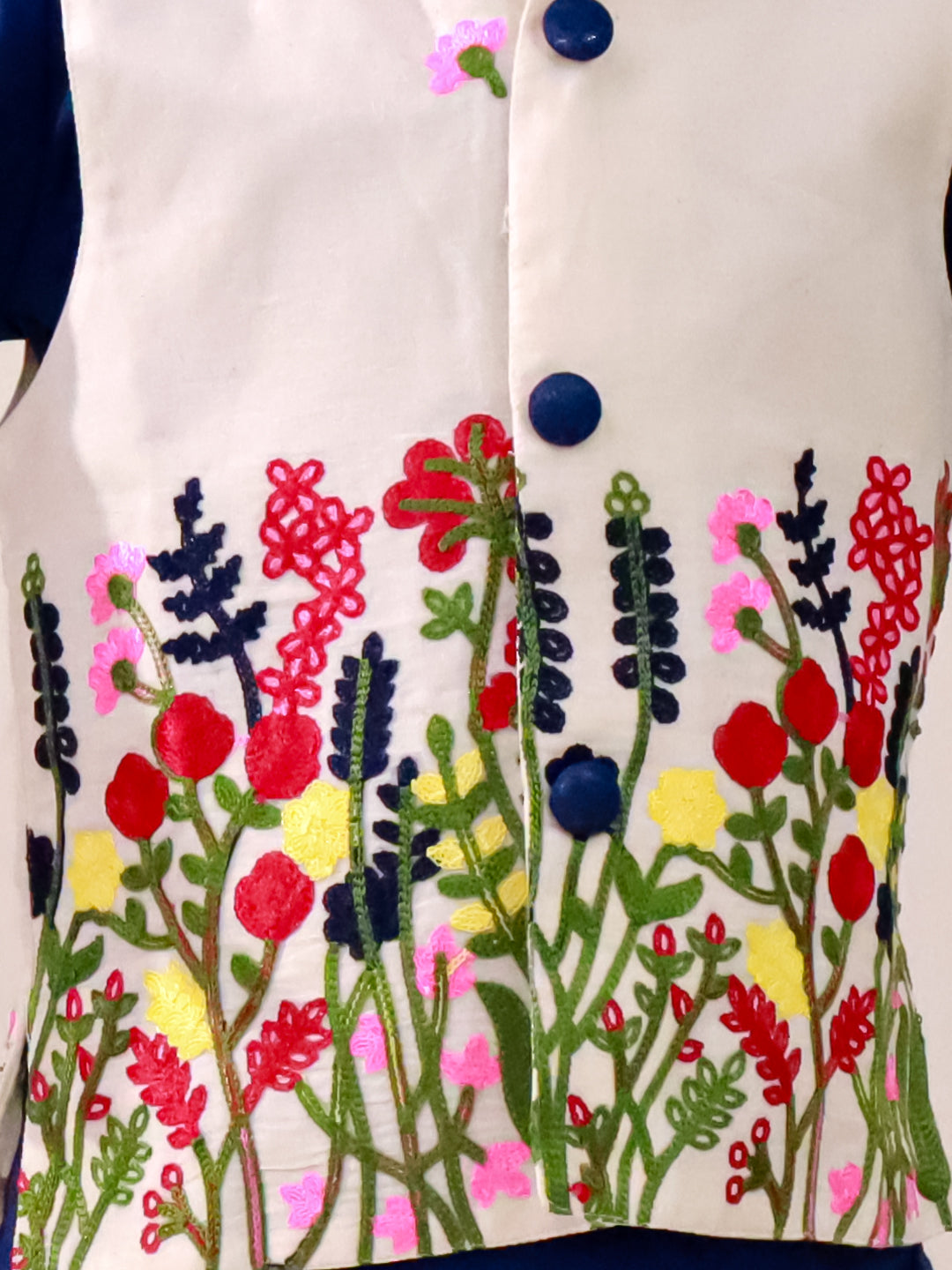 KID1 Embroidered Jacket Kurta Pyjama Set Blue