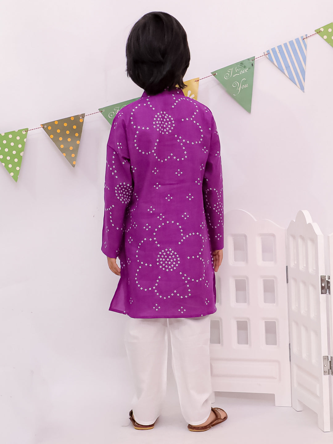 Kid One Royal Bandhani Kurta Set Purple