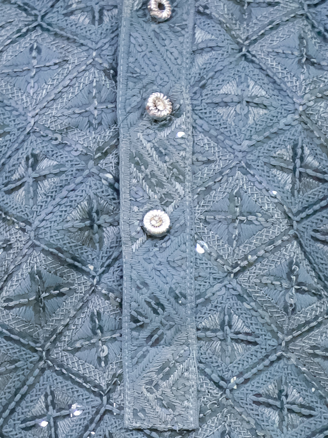 Kid One Sequins Work Kurta Pajama Set Gray