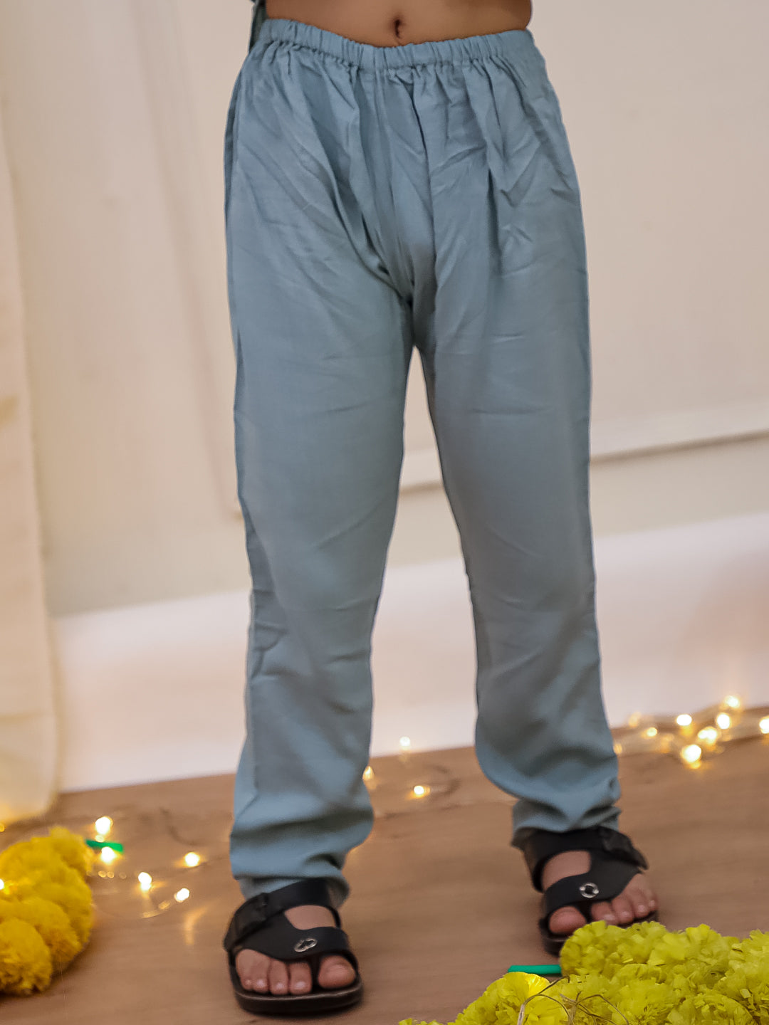 Kid One Sequins Work Kurta Pajama Set Gray