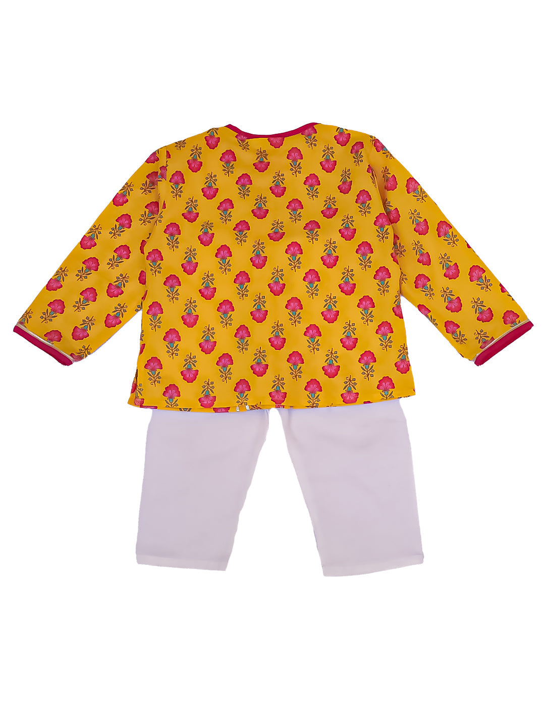 Kid One Printed Kurta Pajama Set Musturd