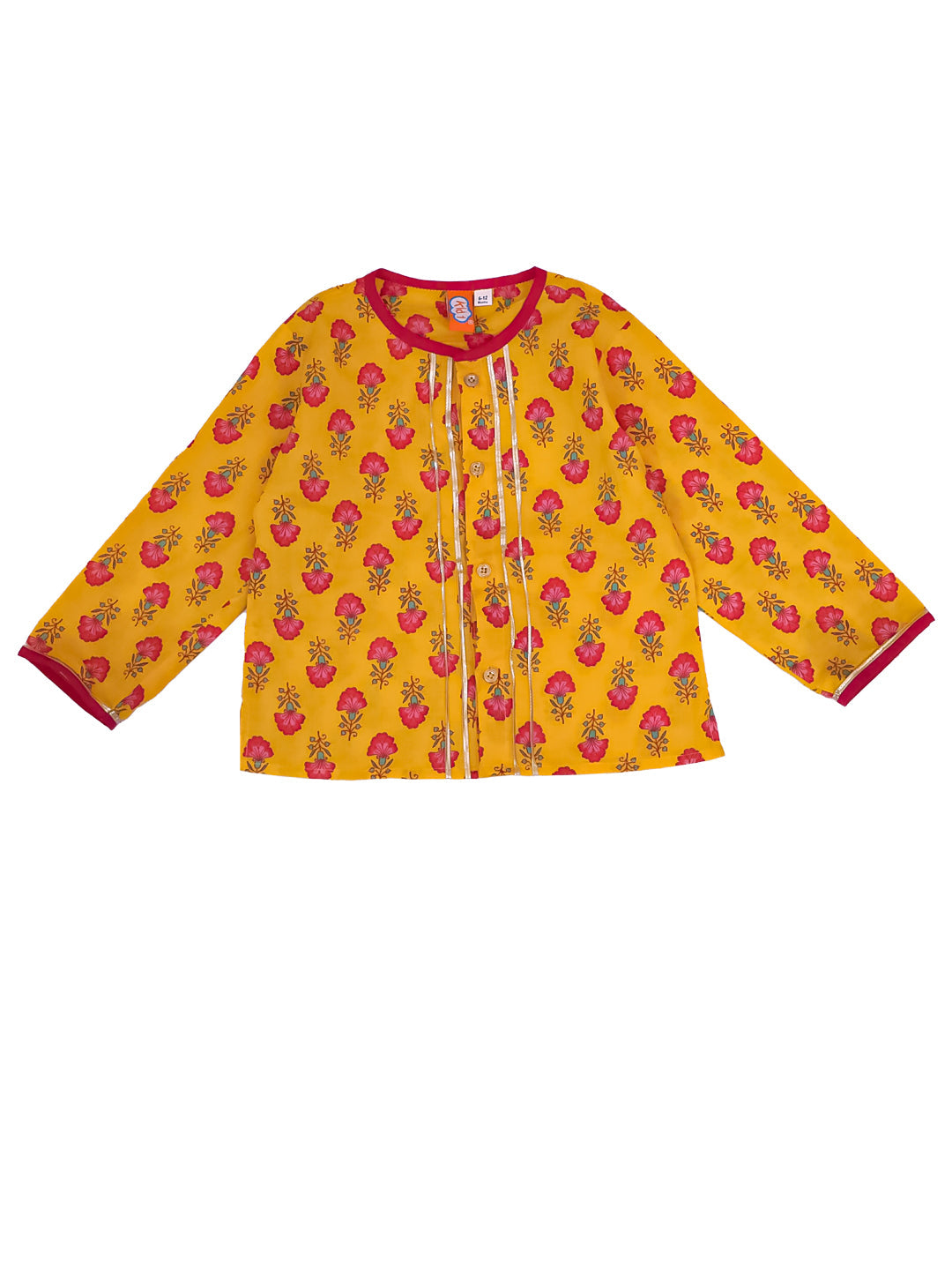 Kid One Printed Kurta Pajama Set Musturd