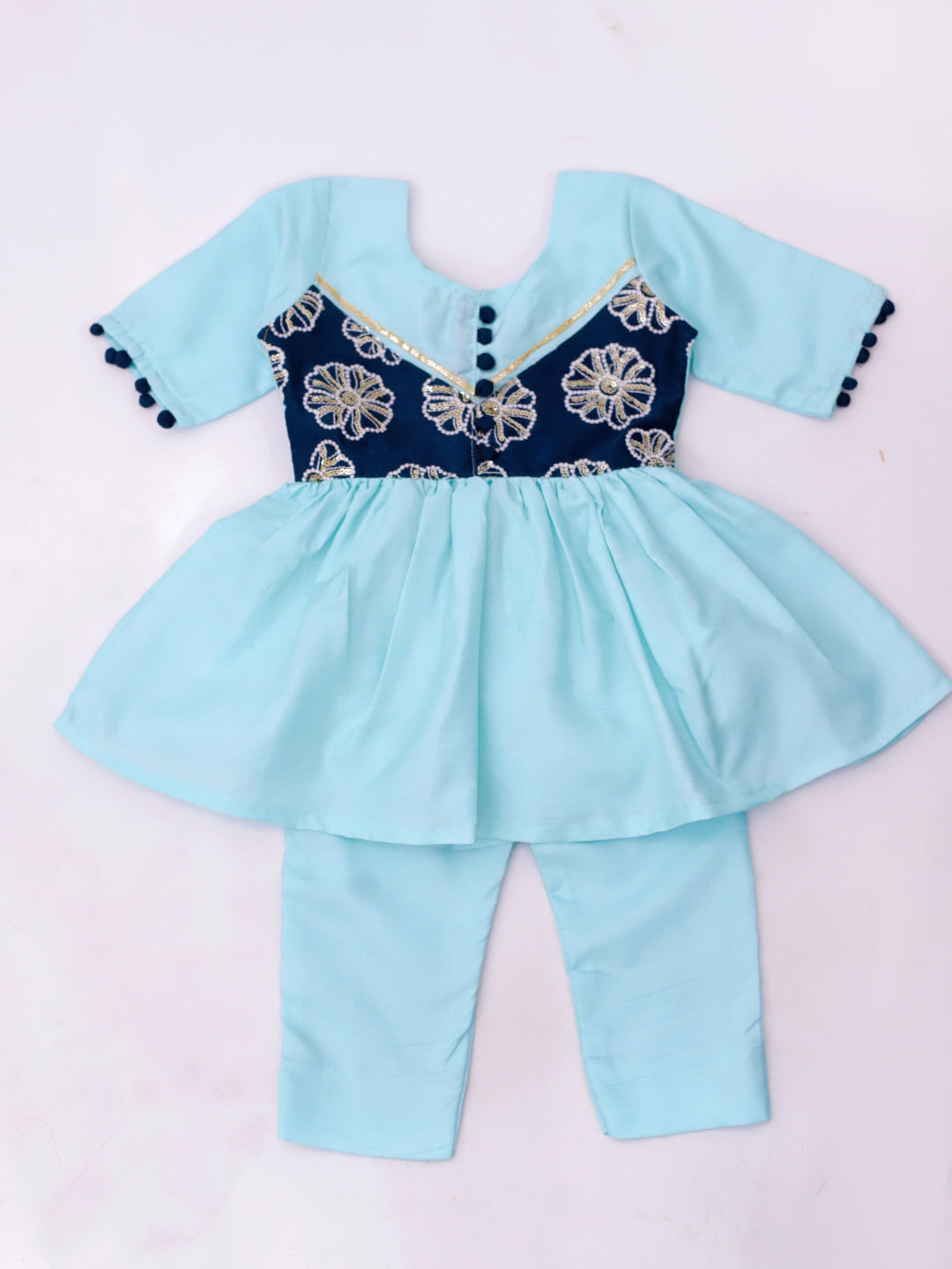 KID1 Infants Sequins Flower Kurti Pants Turquoise