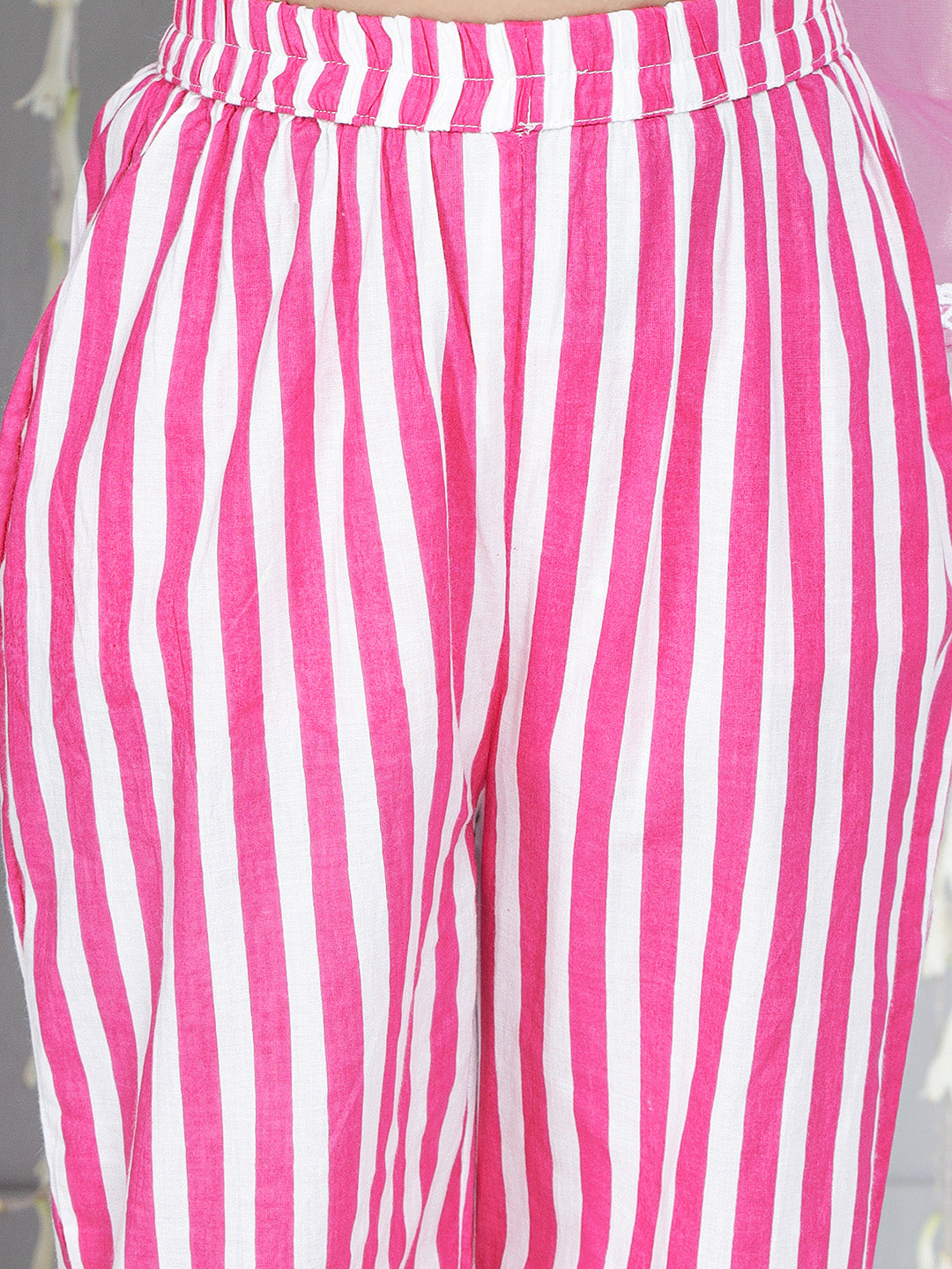 KID1 Floral Printed Kurti Palazzo With Dupatta Pink