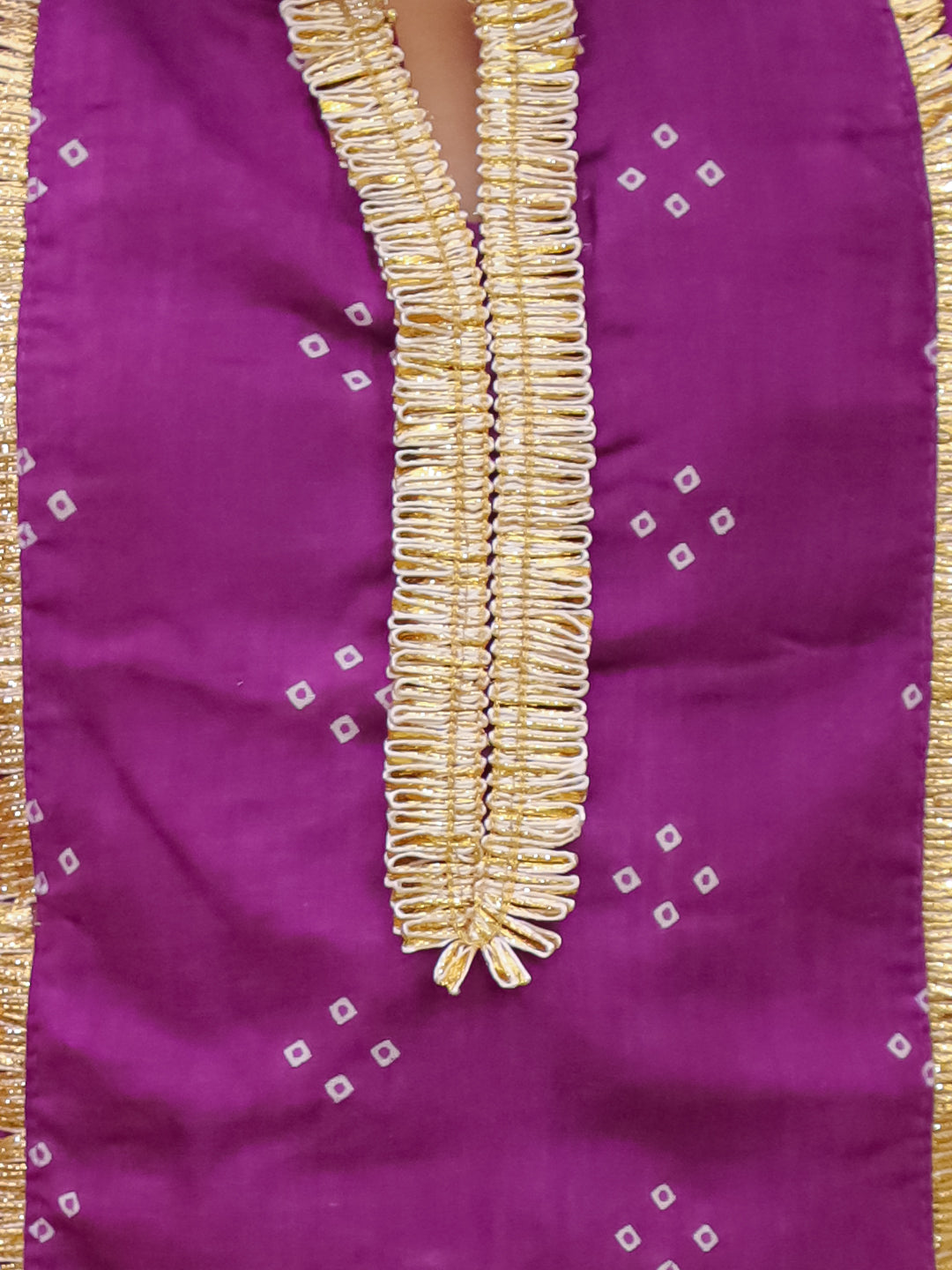 Kid One Bandhani Kurti Pants With Dupatta Purple