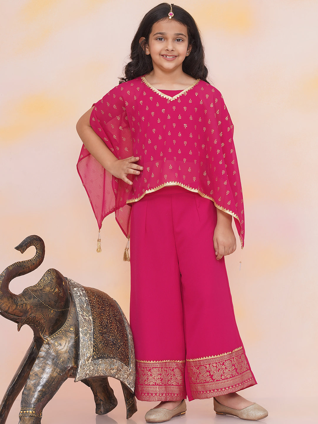 KID1 Sana Kaftan Palazzo Set With Inner Pink