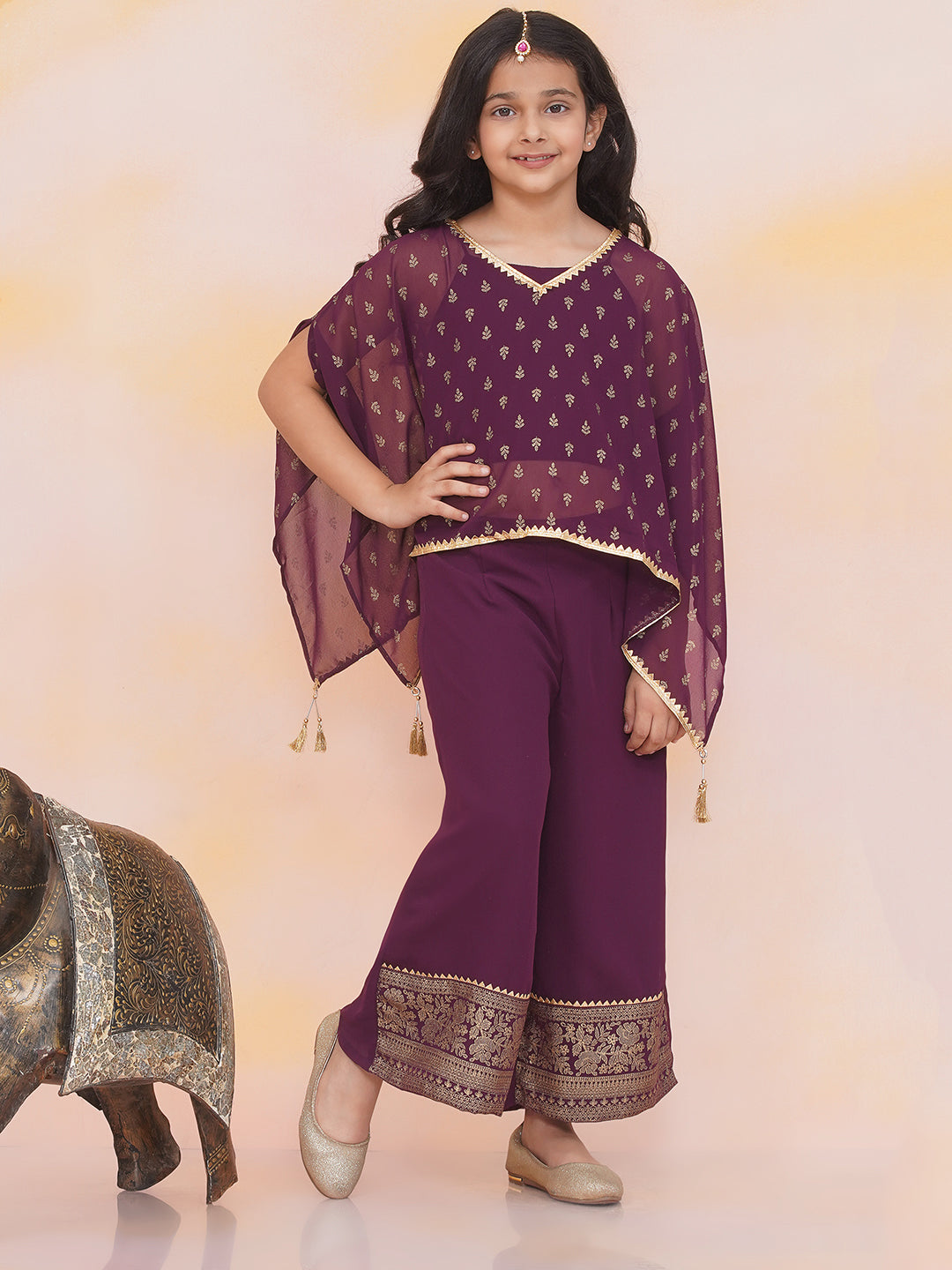 KID1 Sana Kaftan Palazzo Set With Inner Wine