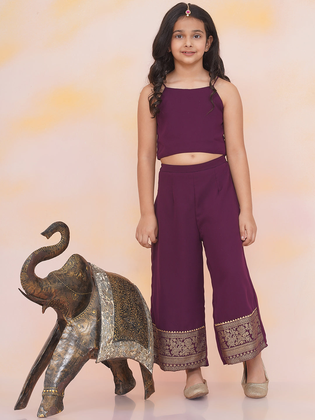 KID1 Sana Kaftan Palazzo Set With Inner Wine