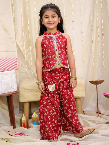 KID1 Jaltarang Top Palazzo Set Maroon
