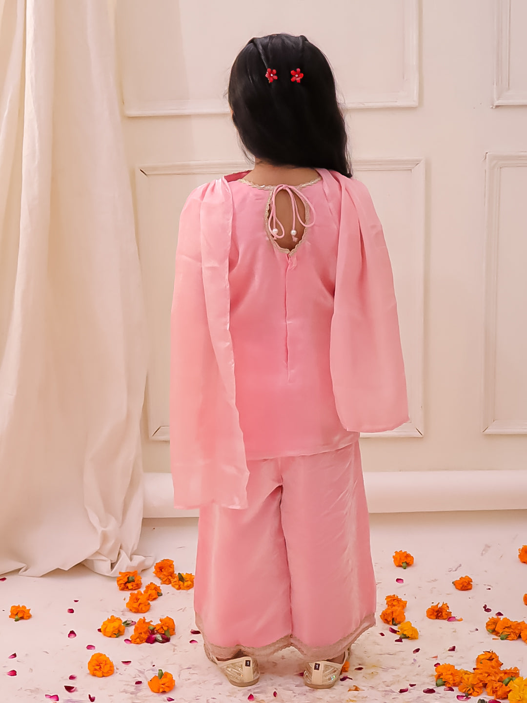 KID1 Blossom Kurti Plazzo with Dupatta Pink