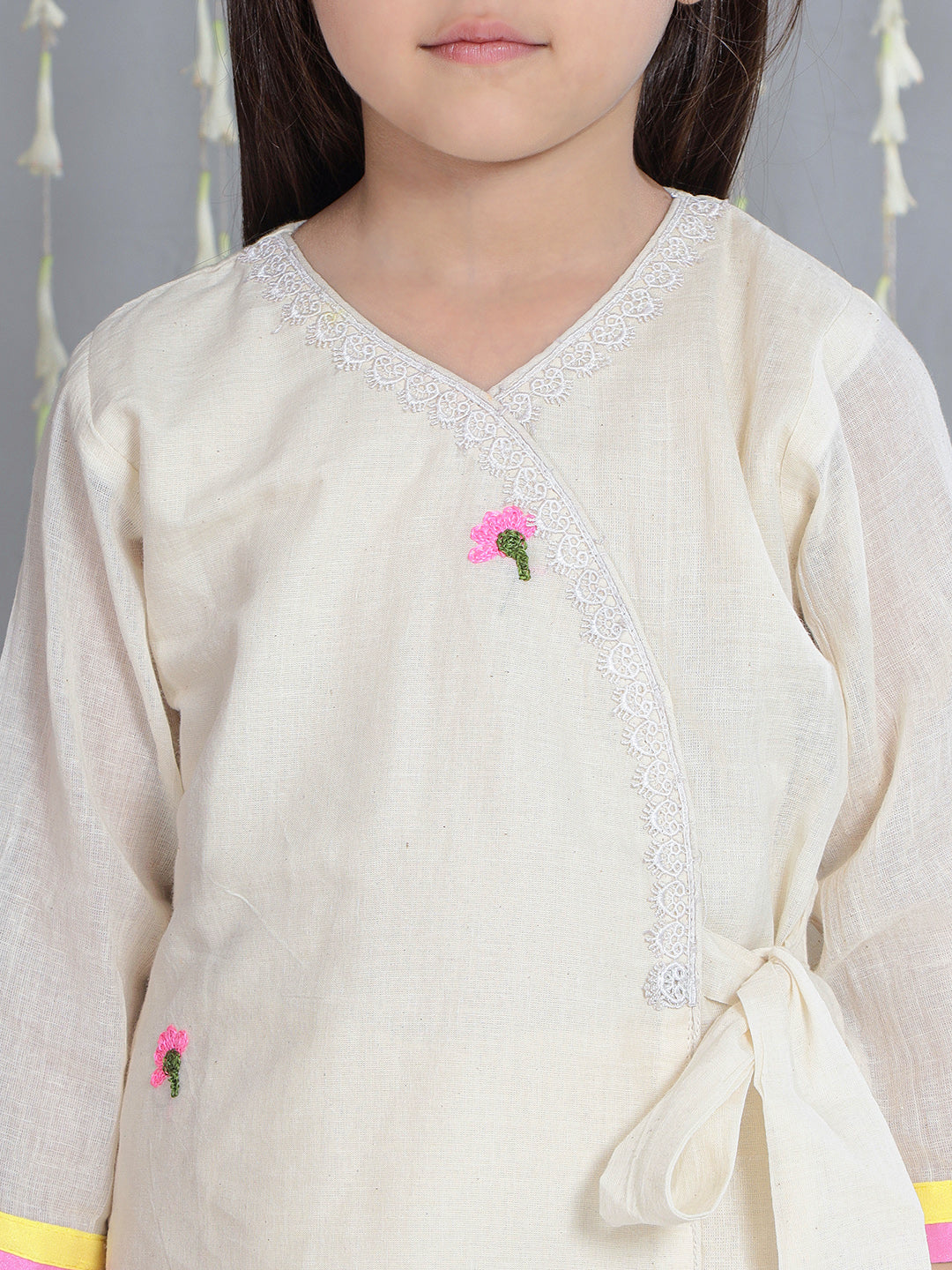 KID1 Emroidered Kurti With Plazzo Offwhite