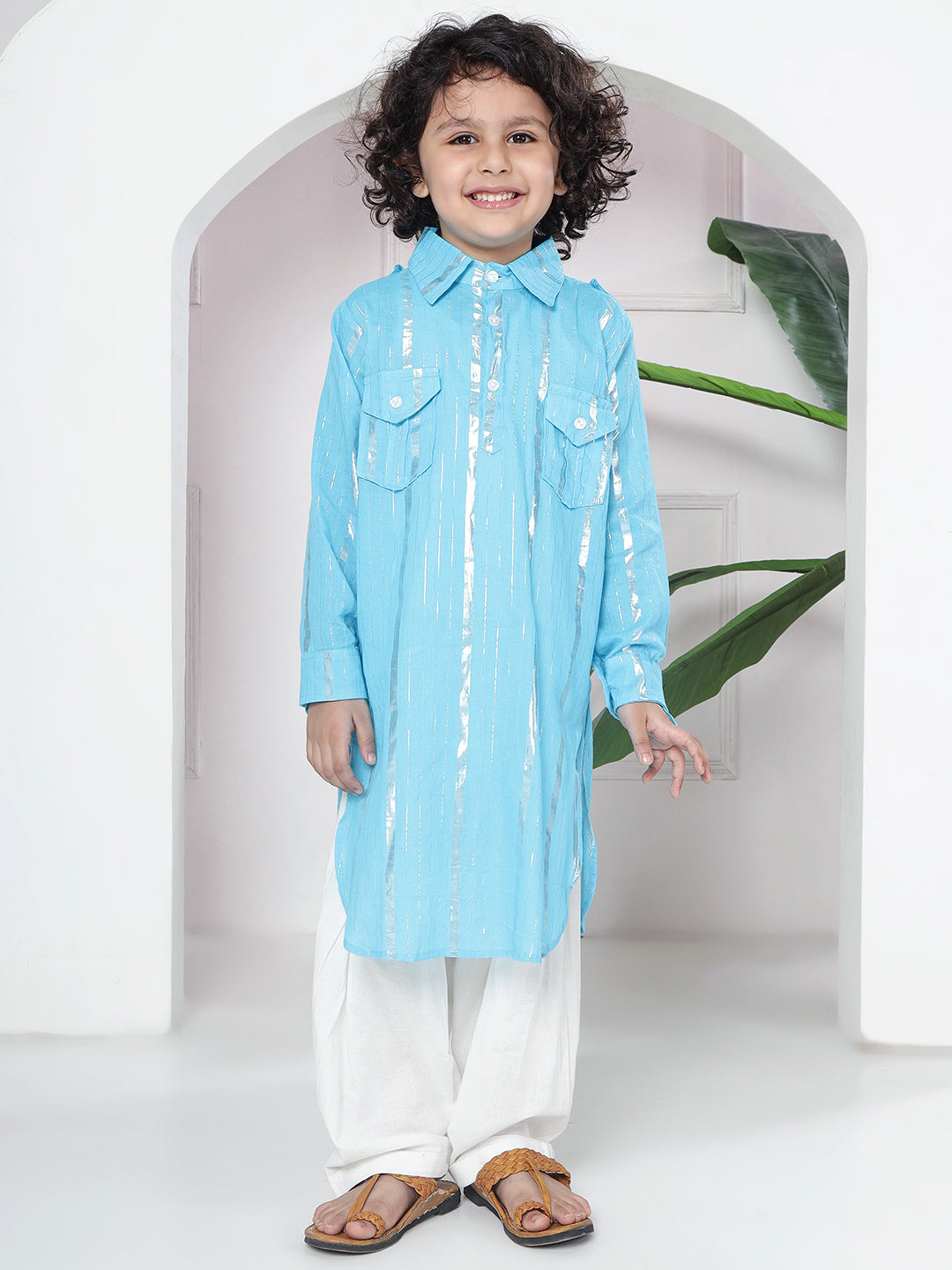 Kid One Pathani Kurta with Salwar Blue