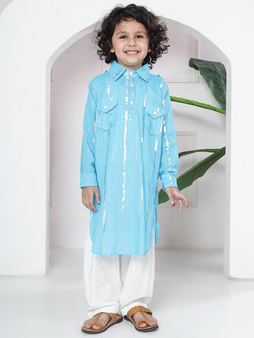 Kid One Pathani Kurta with Salwar Blue