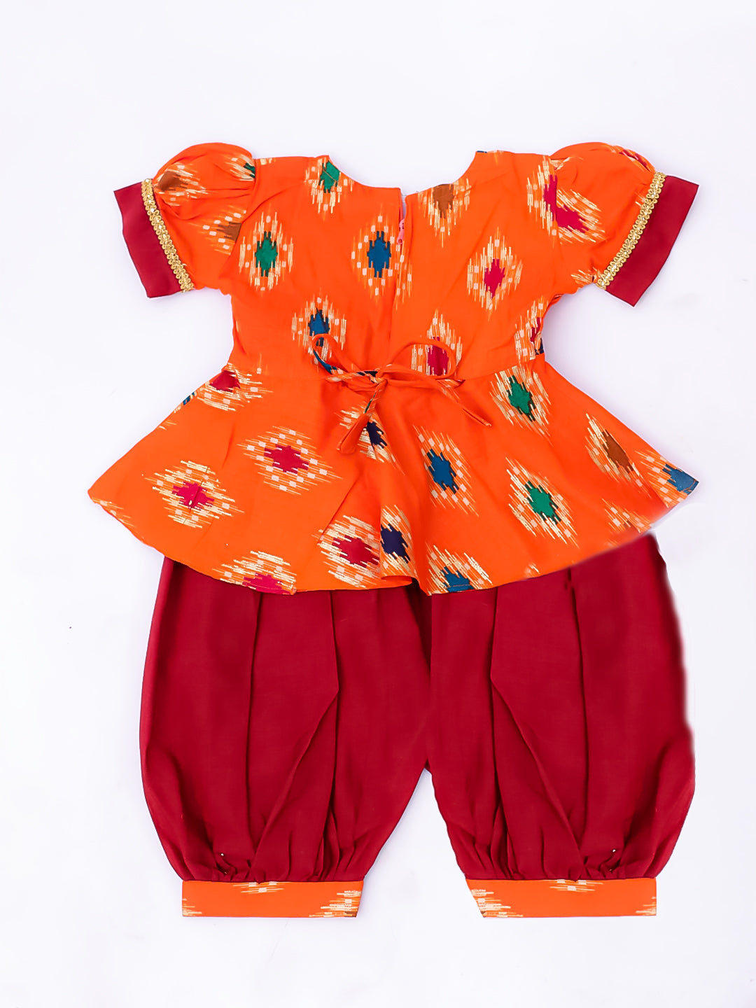 KID1 Infants Ikat Peplum With Afghani Salwar Orange