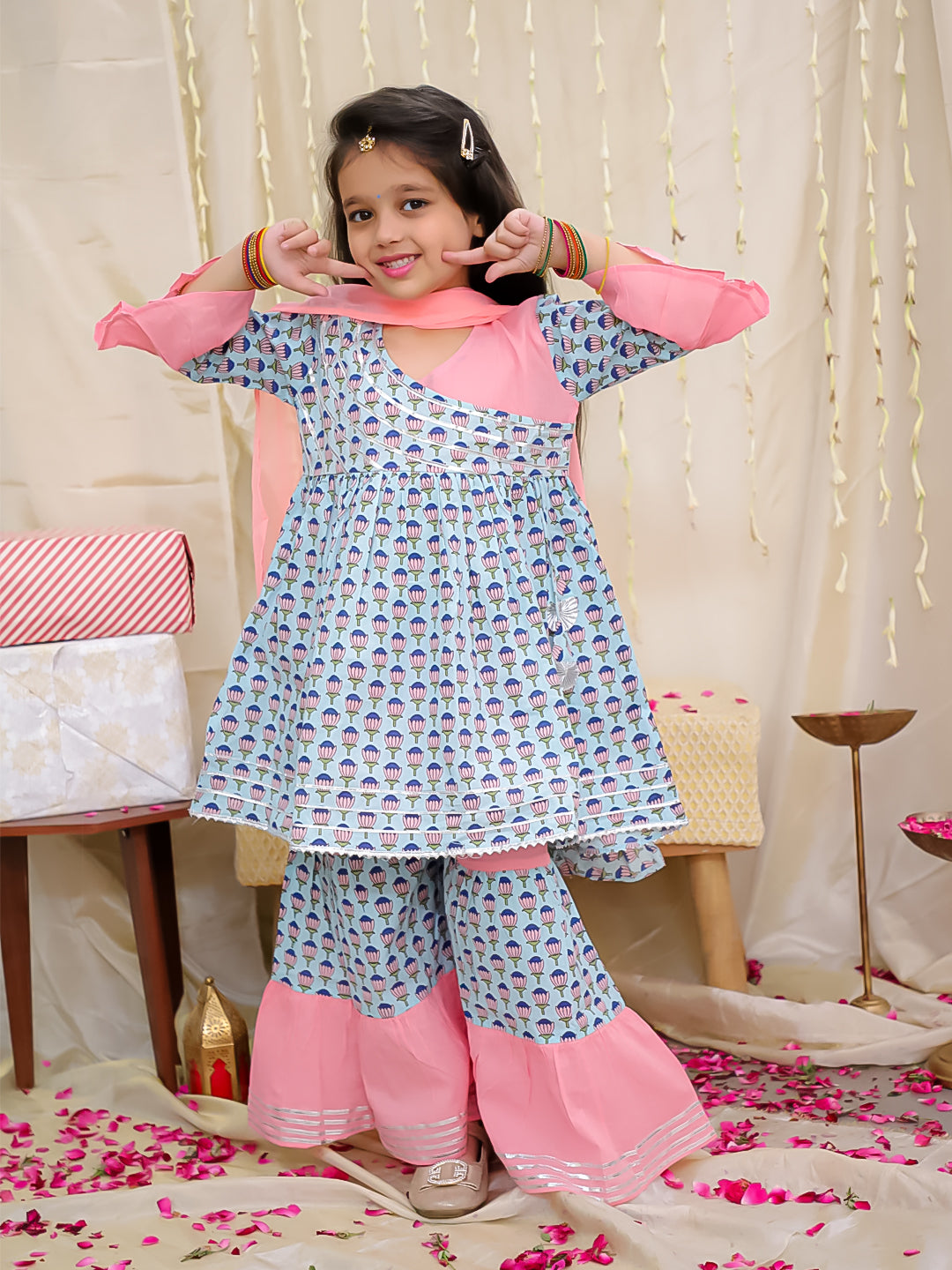 KID1 Lotus Bloom Shararaa Set Turquoise