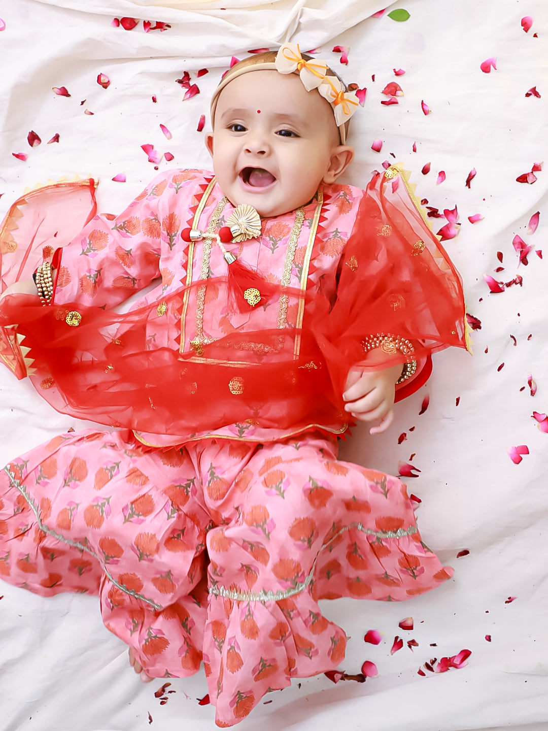KID1 Infants Bela Kurti Sharara Set Peach