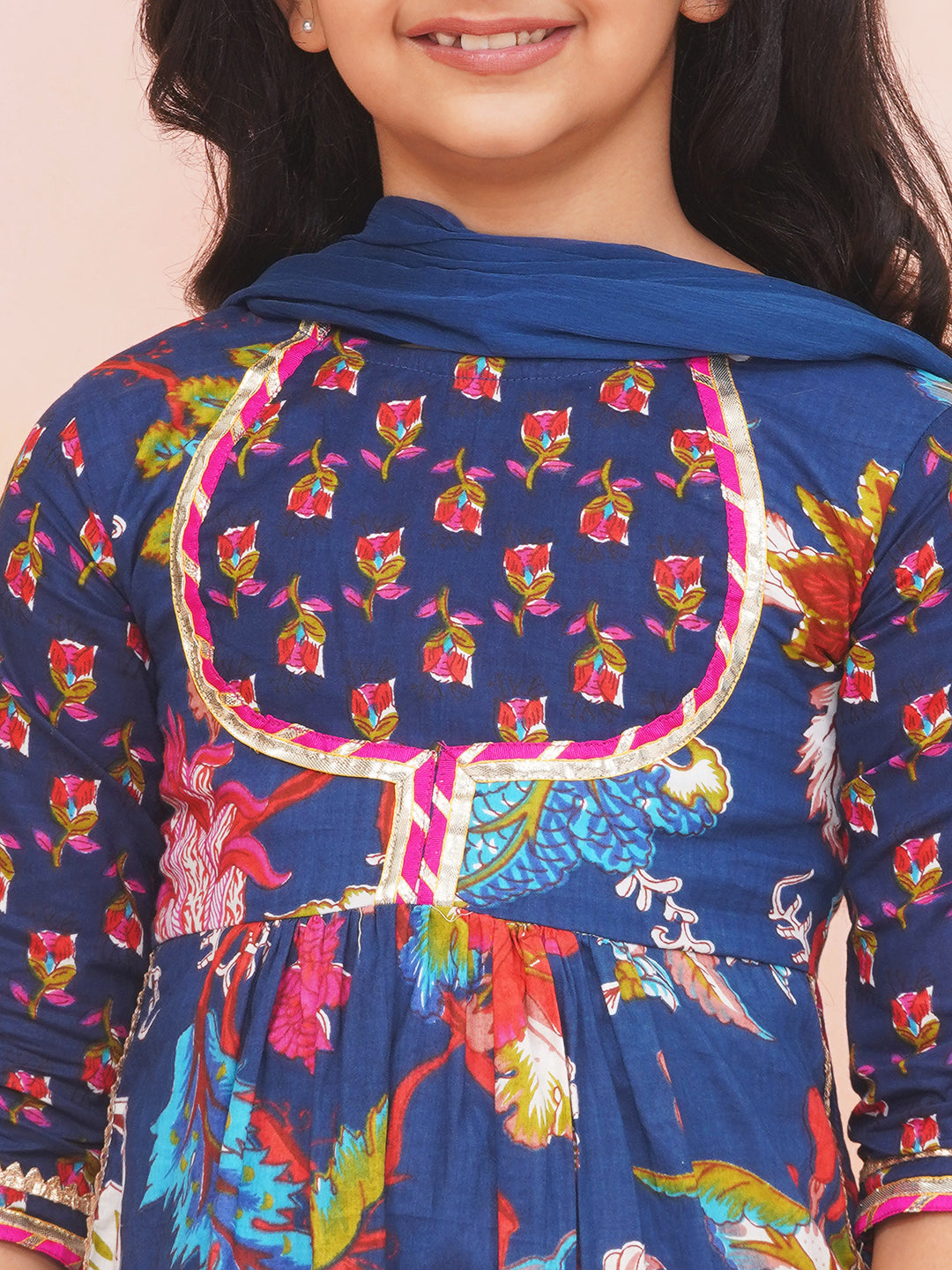 KID1 Naaz Kurti Sharara Set Navy Blue