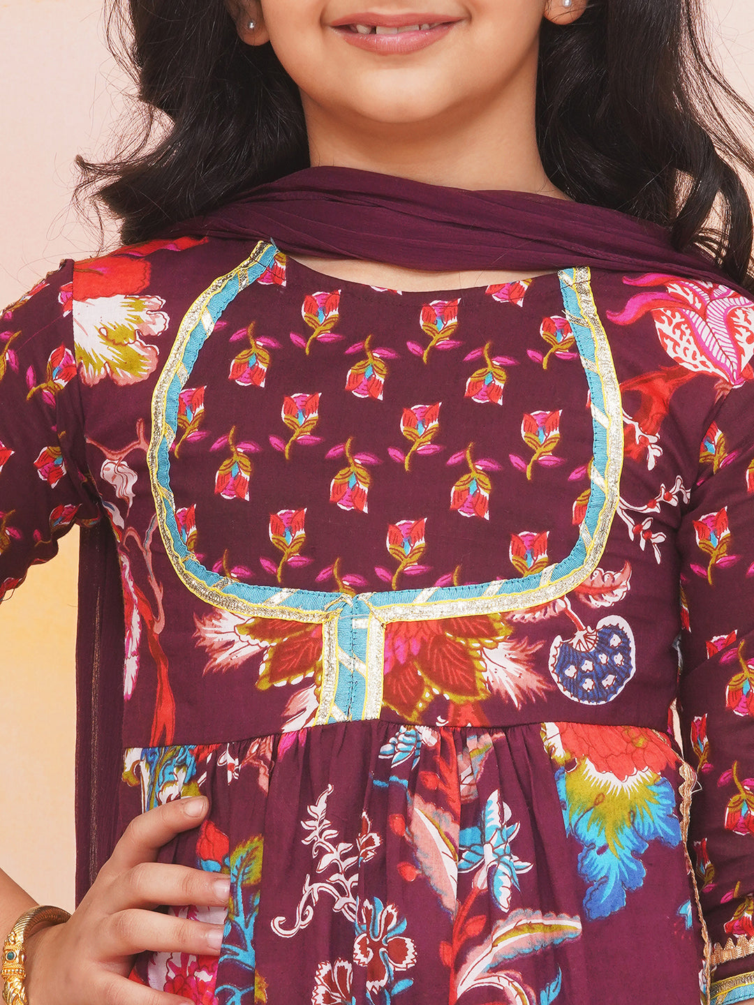 KID1 Naaz Kurti Sharara Set Wine