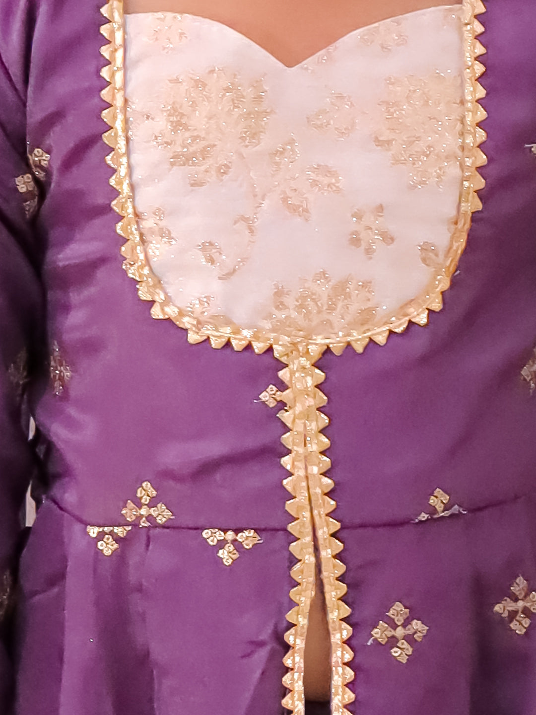 KID1 Chinon Embroidery Kurti With Sharara Set Purple