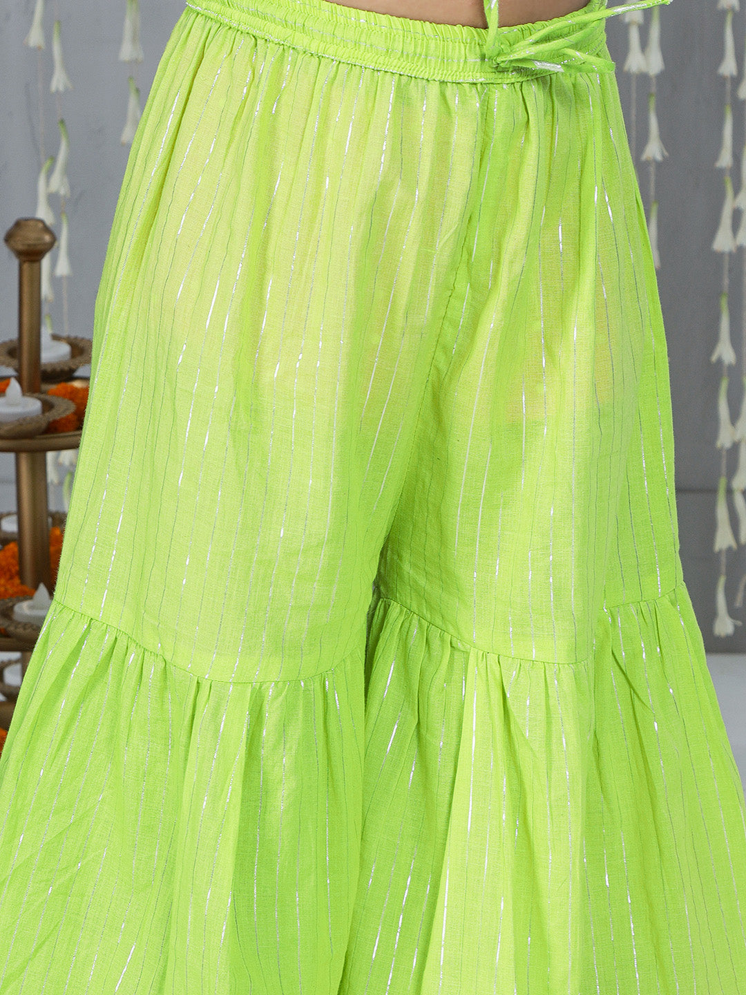 KID1 Gul Kurti With Sharara Set With Dupatta Green