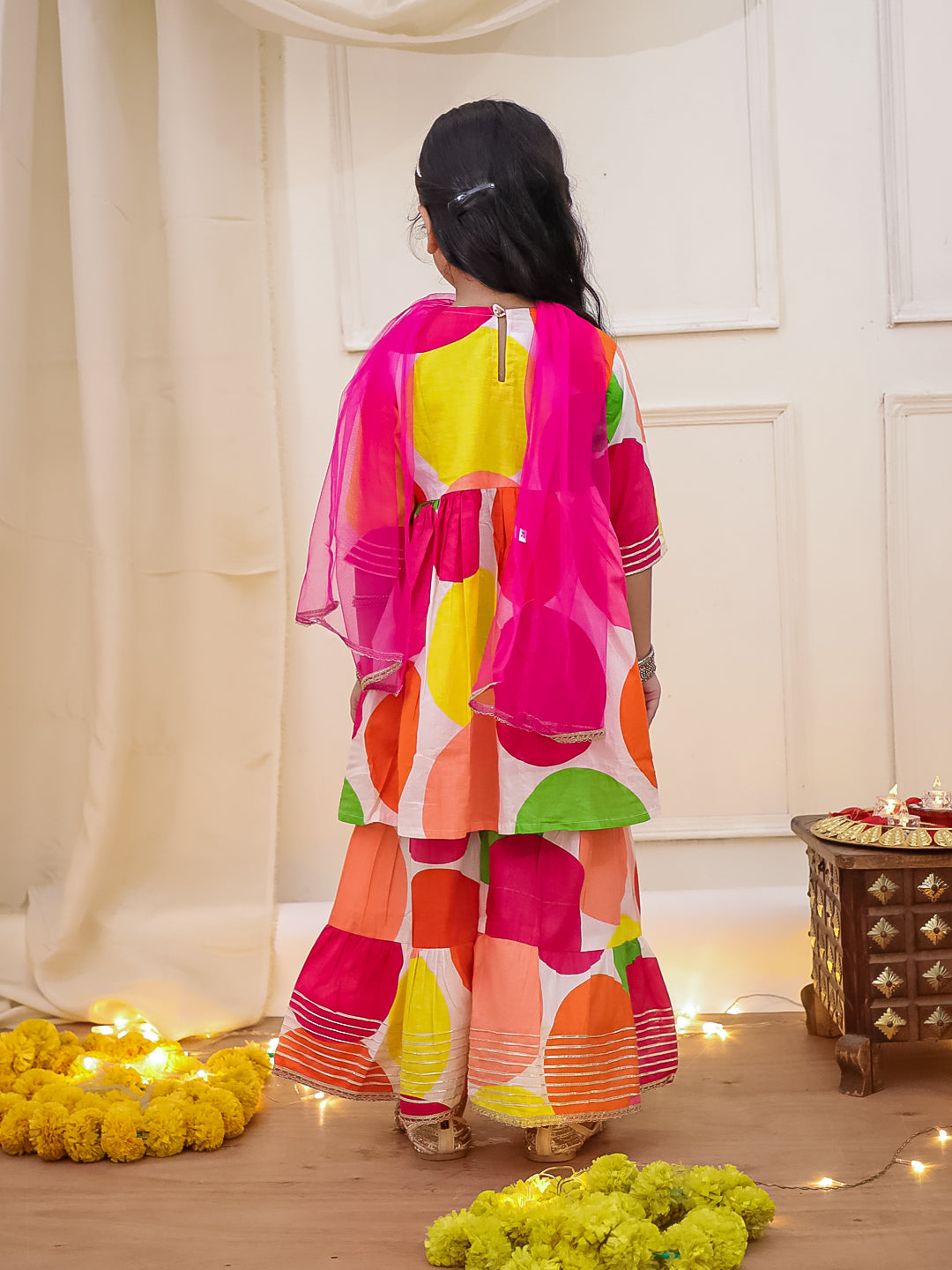 KID1 Kurti Sharara With Dupatta Multi