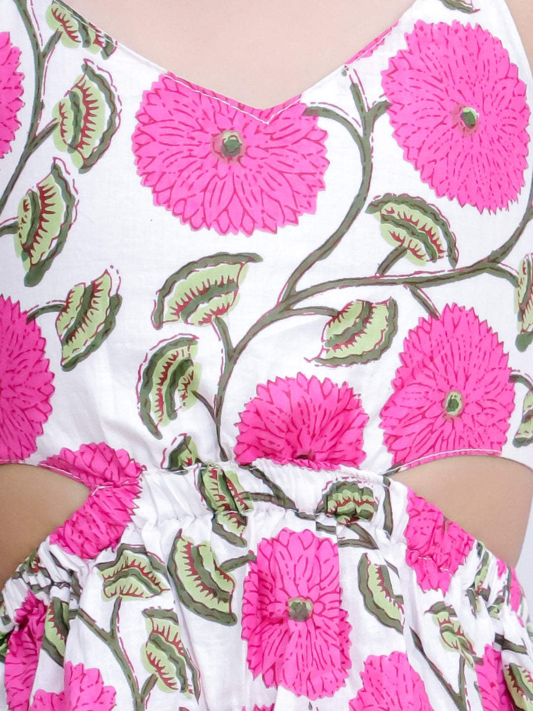 Kid One Sleeveless Floral Printed Cotton Kurta Sharara With Headband Set For Girls Pink