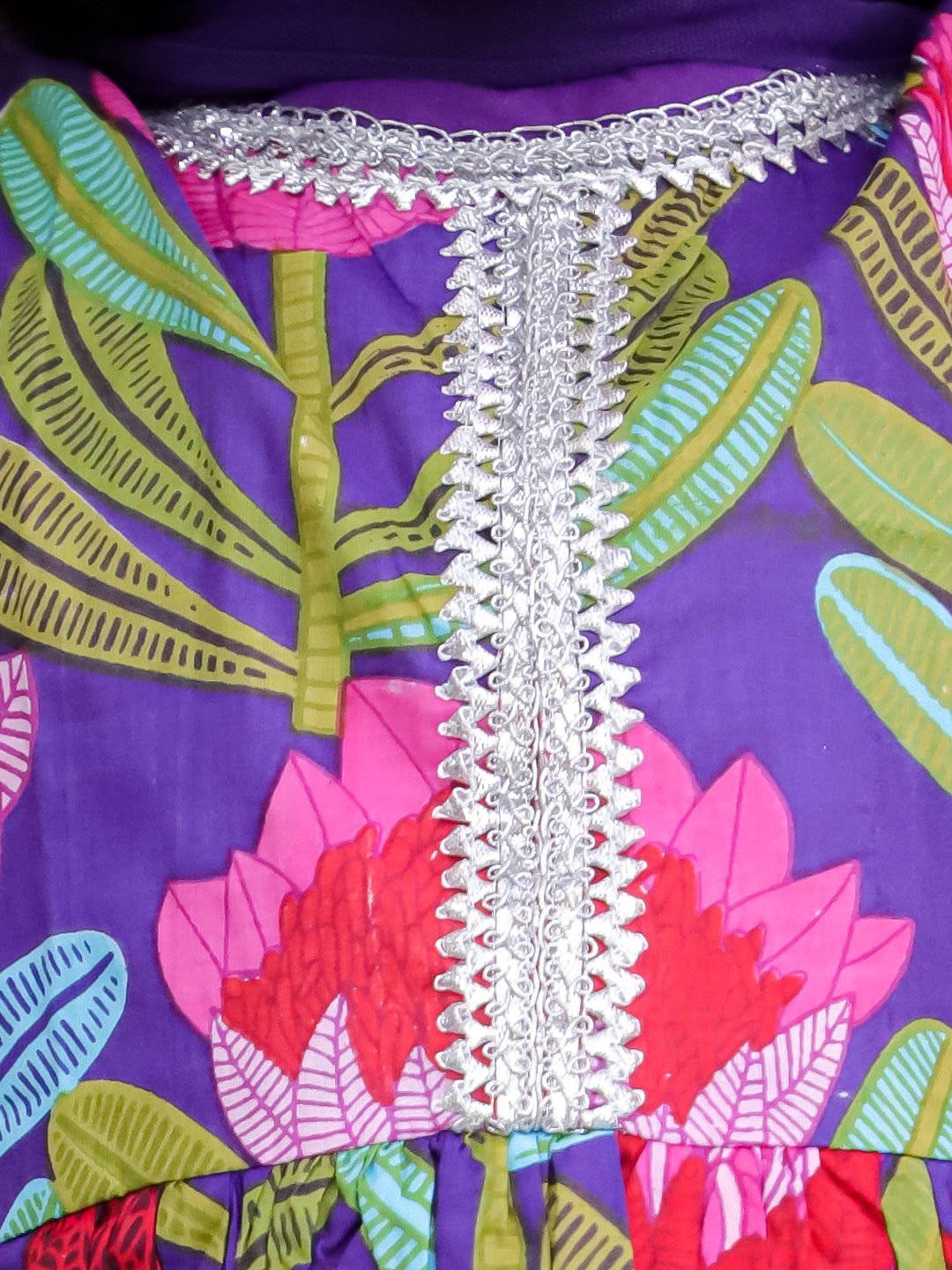 Kid One Pure Cotton Blossom Kurti Sharara With Dupatta Set For Girls Purple