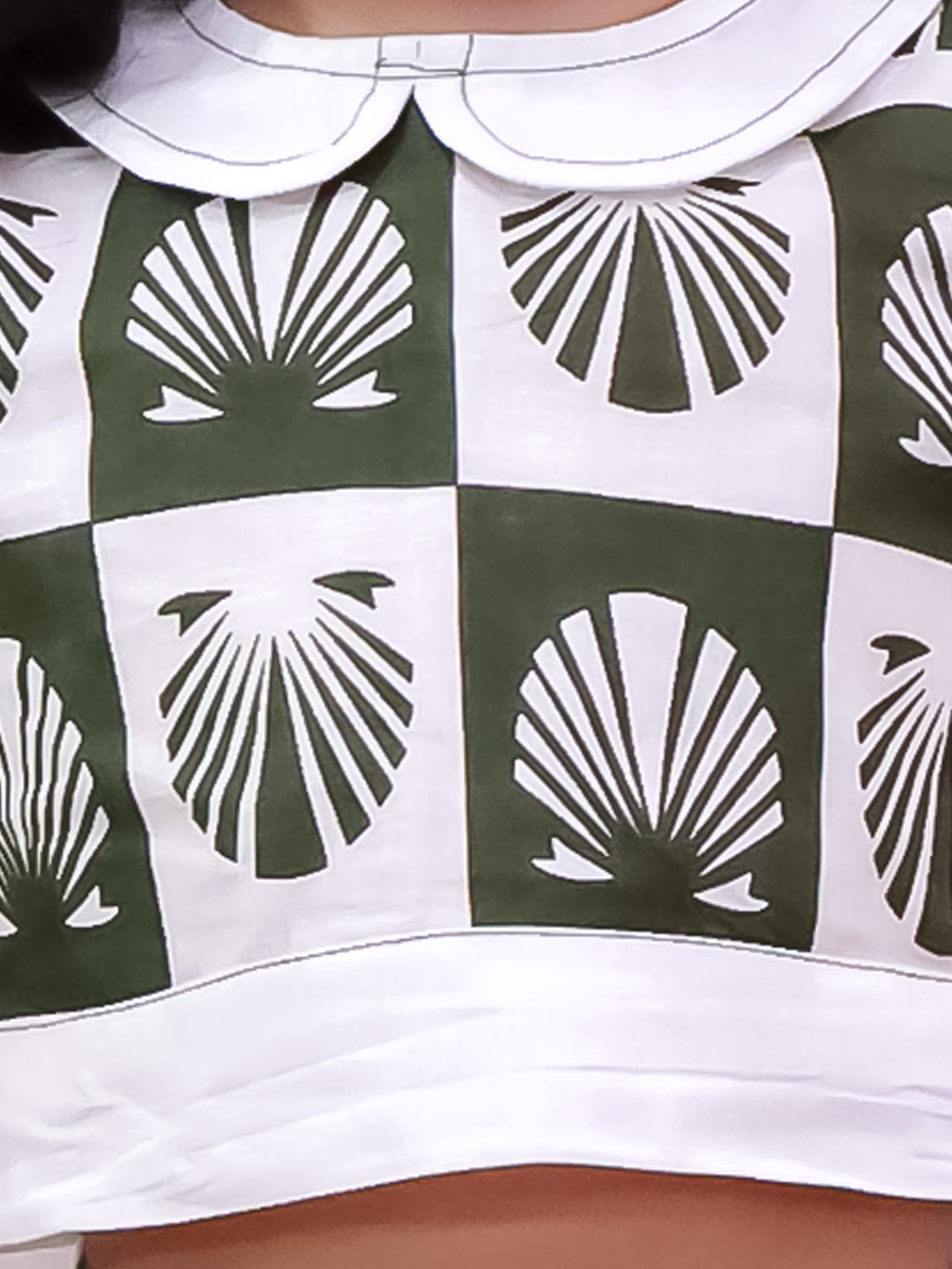 Kid One Shell Block Print Top & Skirt Set Green