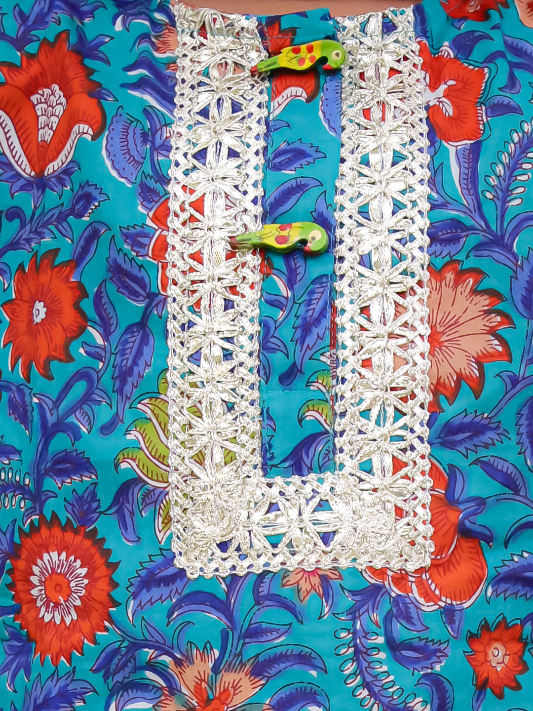 KID1 Mogra Floral Kurti Salwar Blue