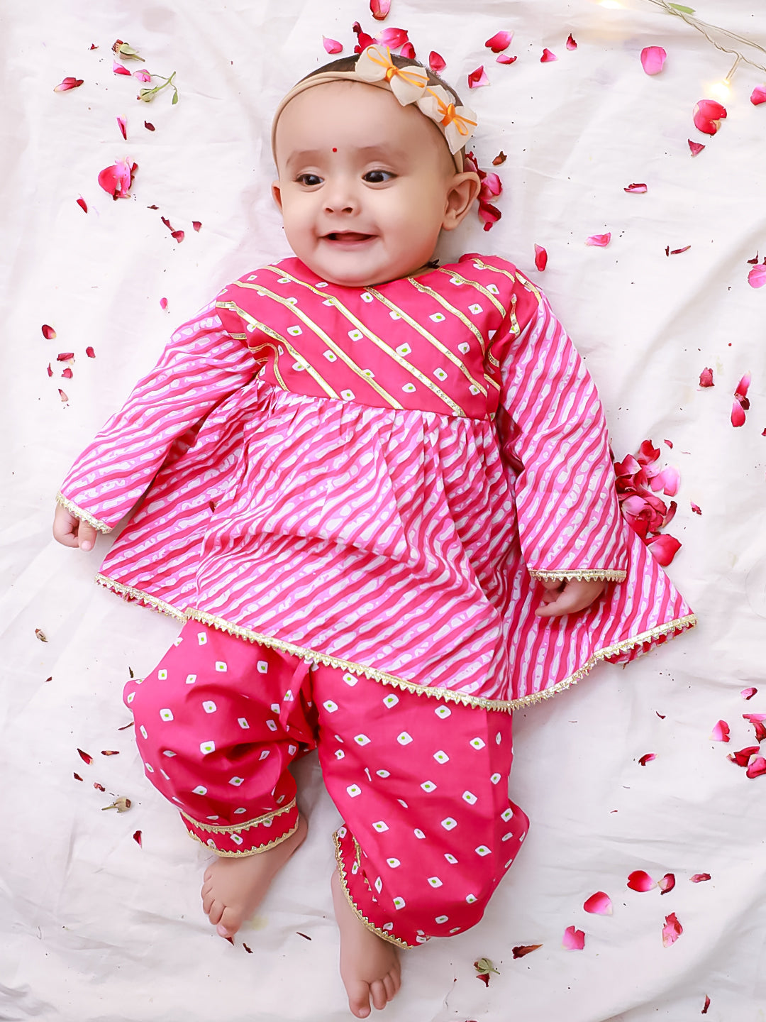 KID1 Infants Bela Peplum Top With Pant Pink